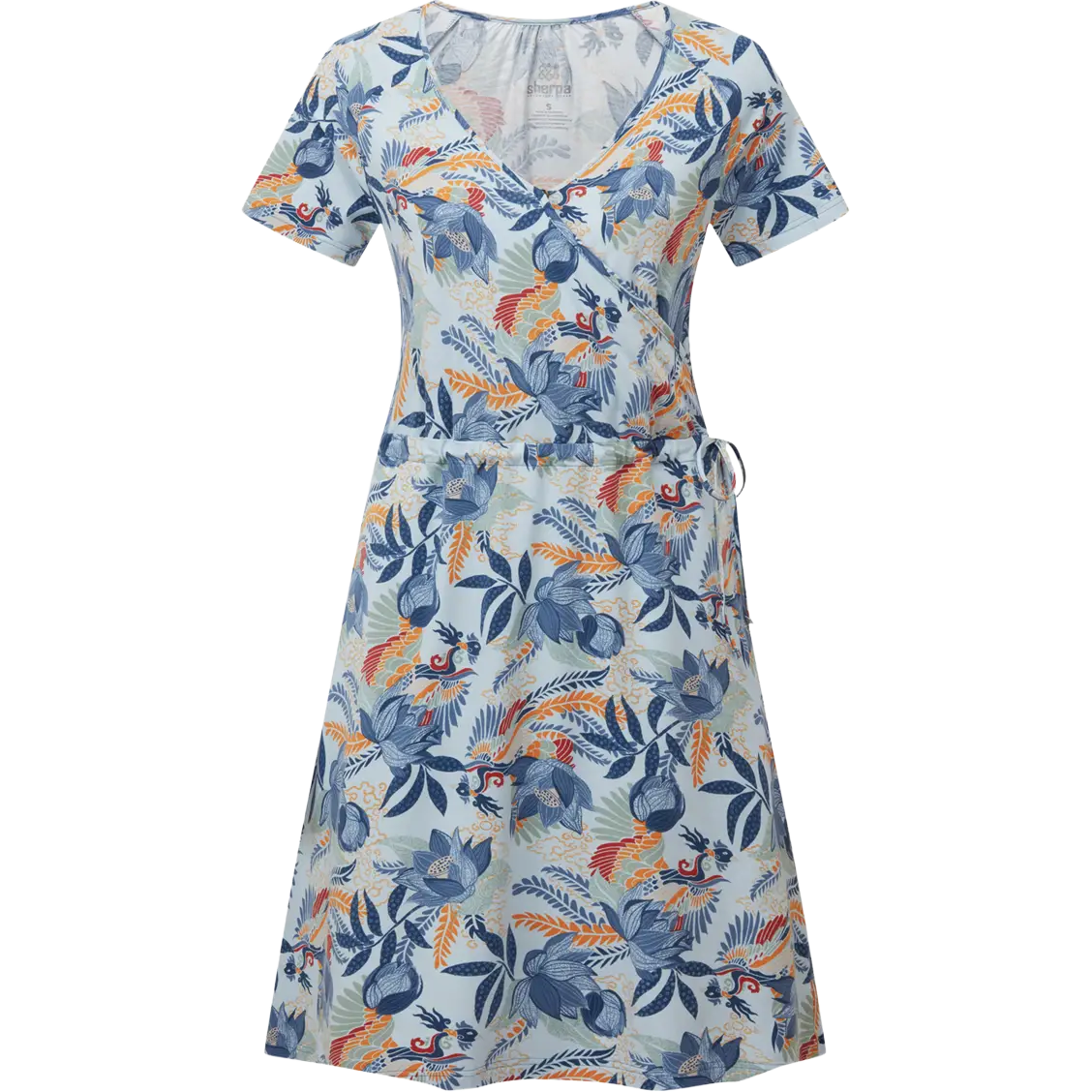 Sherpa Neha Faux Wrap Dress kjole - Seaport Blue Peacock - XL - Outdoor kjoler