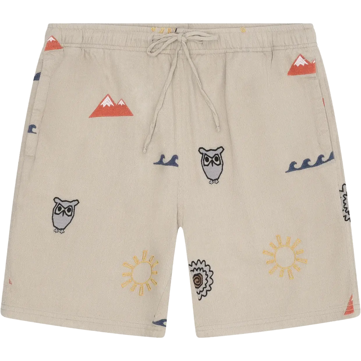 Knowledge Cotton Apparel Fig Embroidery Shorts Men - Light Feather Gray - L