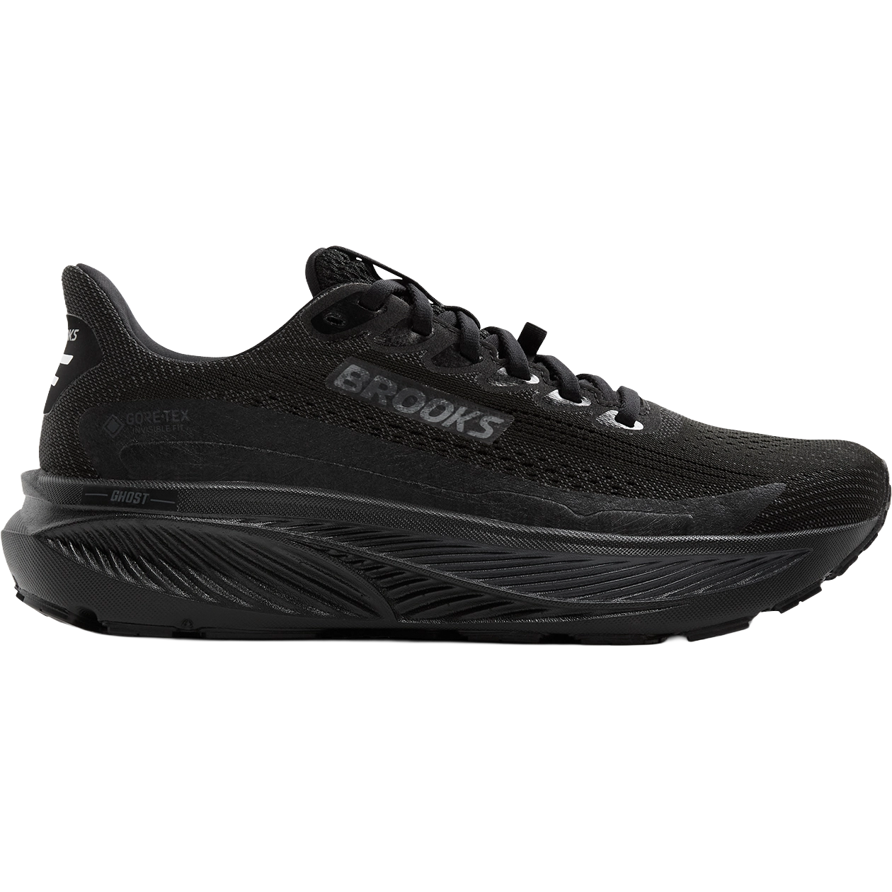 Brooks Ghost 17 GTX Women - Black/Black/Ebony - US7/UK5/38 - Vandtætte sko