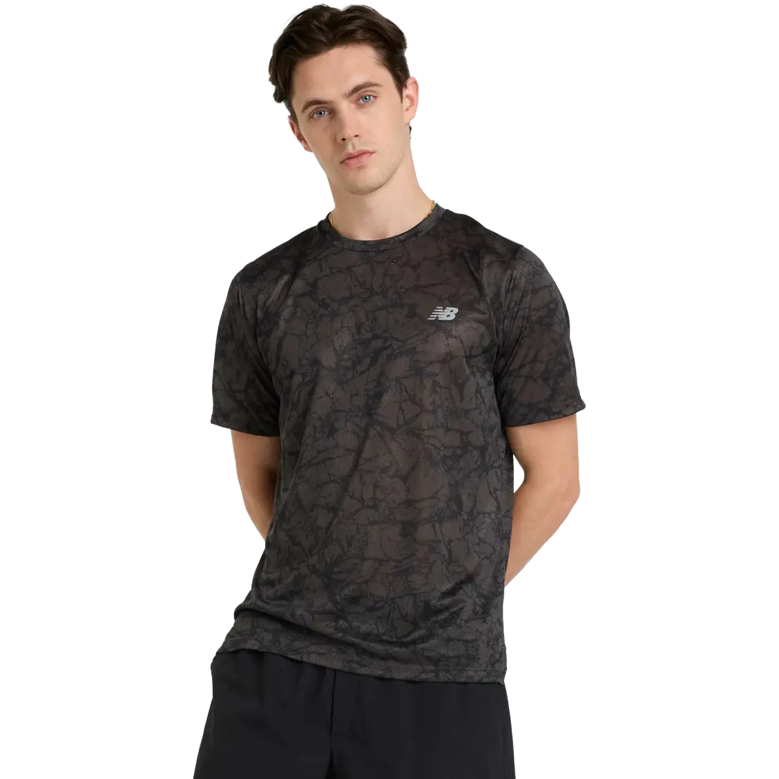New Balance Athletics Printed T-shirt Men - Black - L - Løbe t-shirt