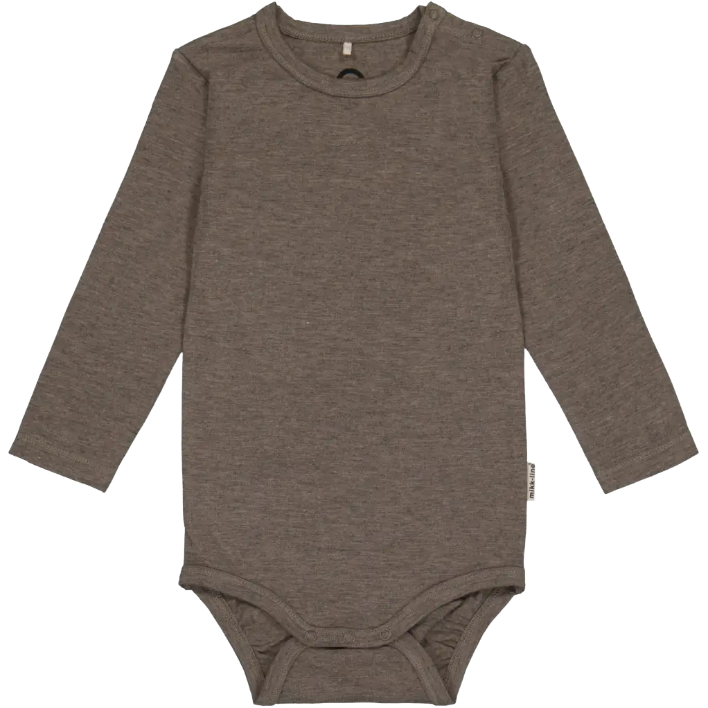 Mikk-Line Wool/Bamboo LS Body - Melange Denver - 68 - Uldundertøj til børn