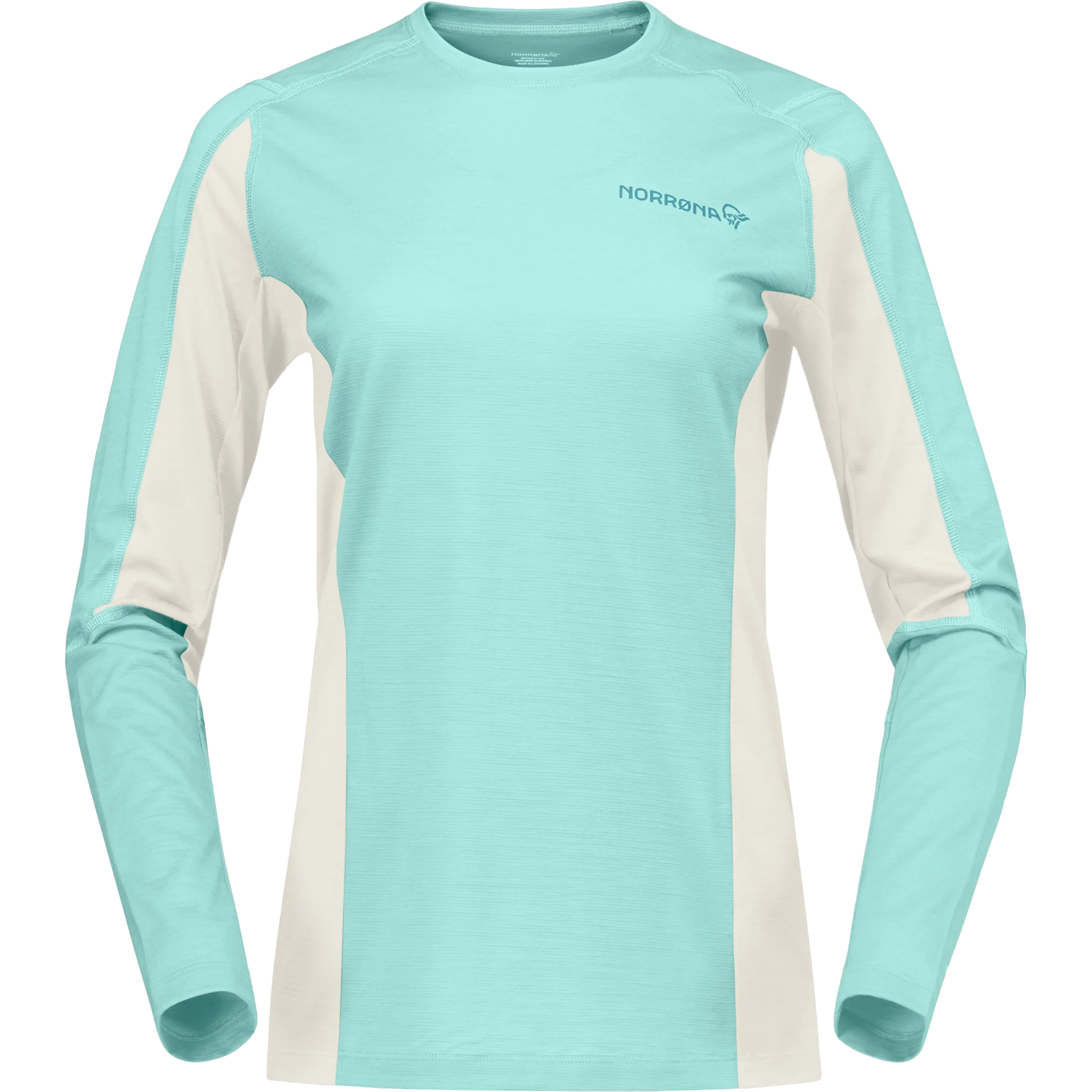 Norrøna Falketind Equaliserull Long Sleeve Women dame-T-shirt - Aqua Haze - XL - Skiundertøj