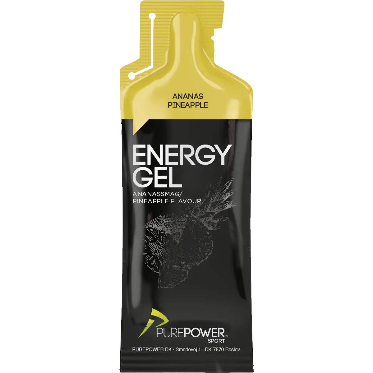 PurePower Energy Gel Ananas 40 g energigel - Gul;Sort - One size - Mad og drikke
