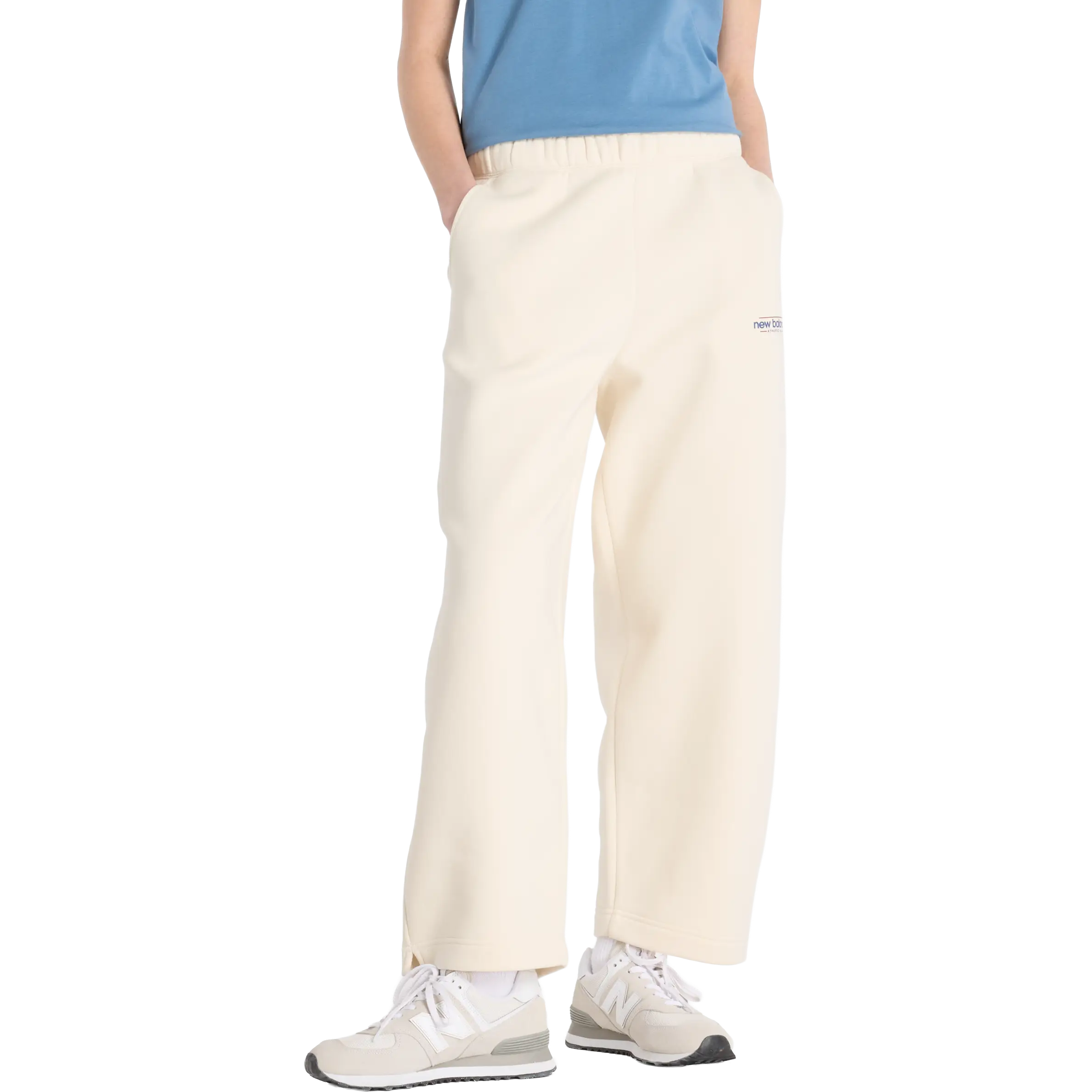 New Balance Reimagined Fleece Barrel Leg Pant Women - Linen - L - Løbetights og bukser