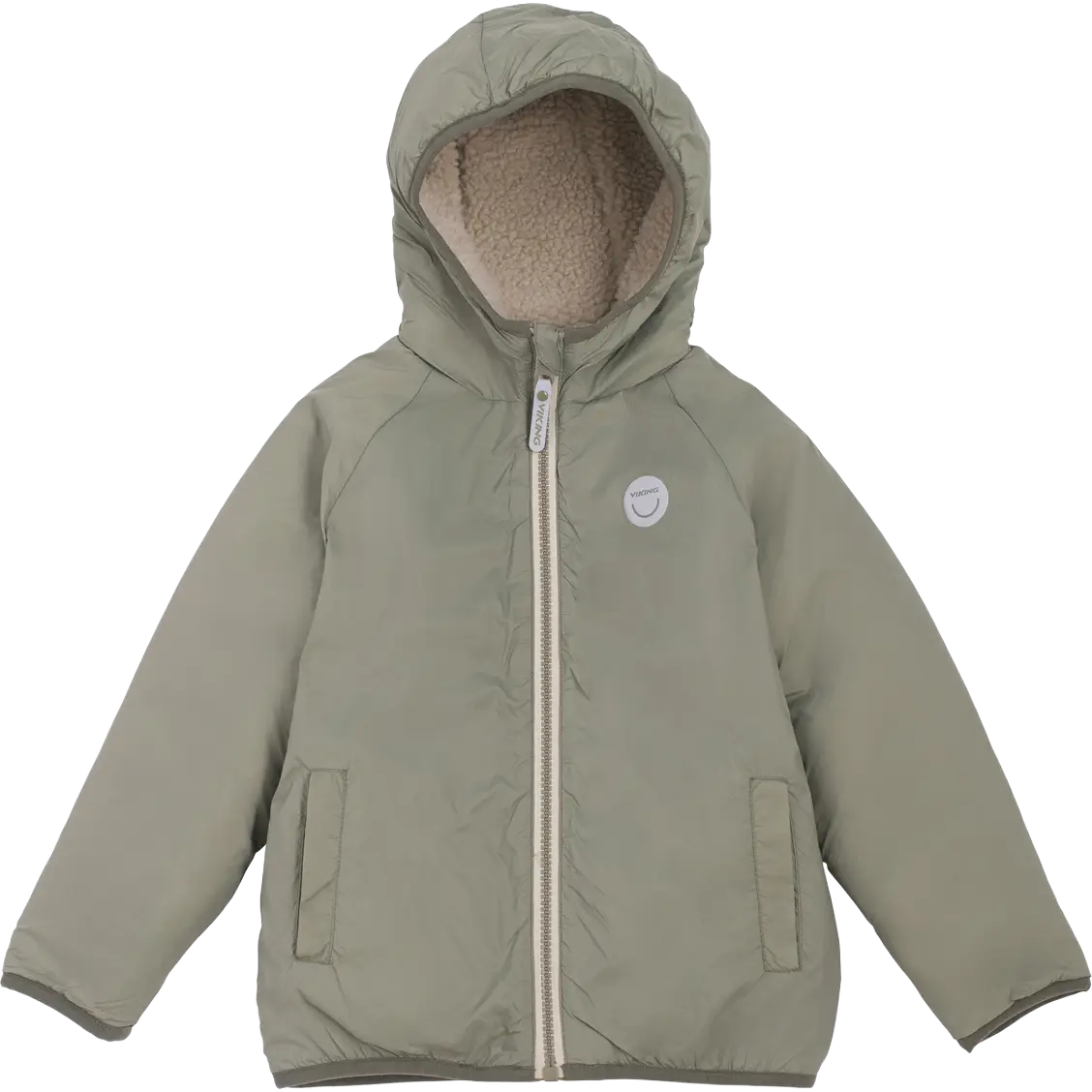 Viking Play Reversible Pile Jacket - Olive - 134 - Fleecetrøjer til børn
