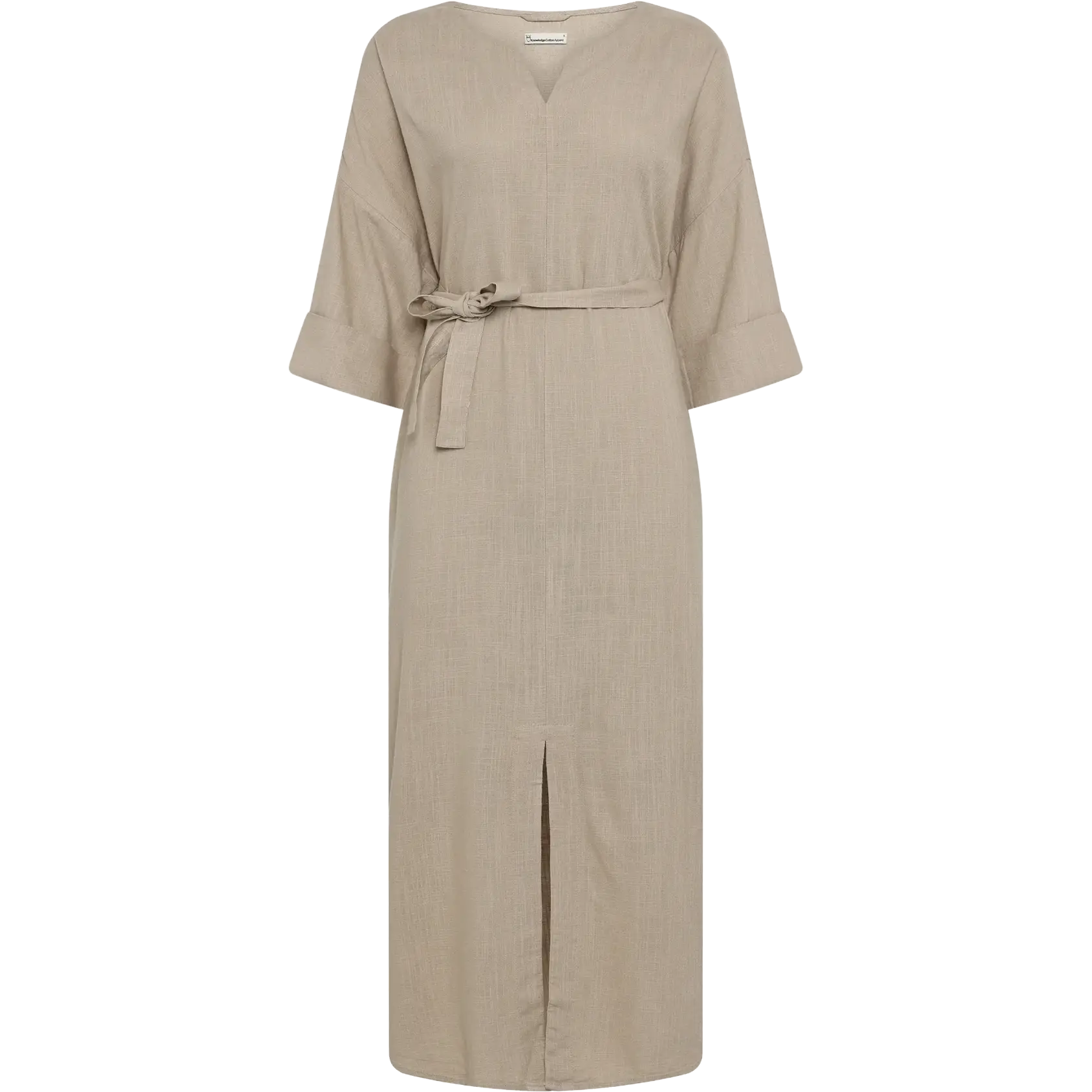 Knowledge Cotton Apparel Linen-Mix V-Neck Dress Women - Light Feather Gray - L - Outdoor kjoler