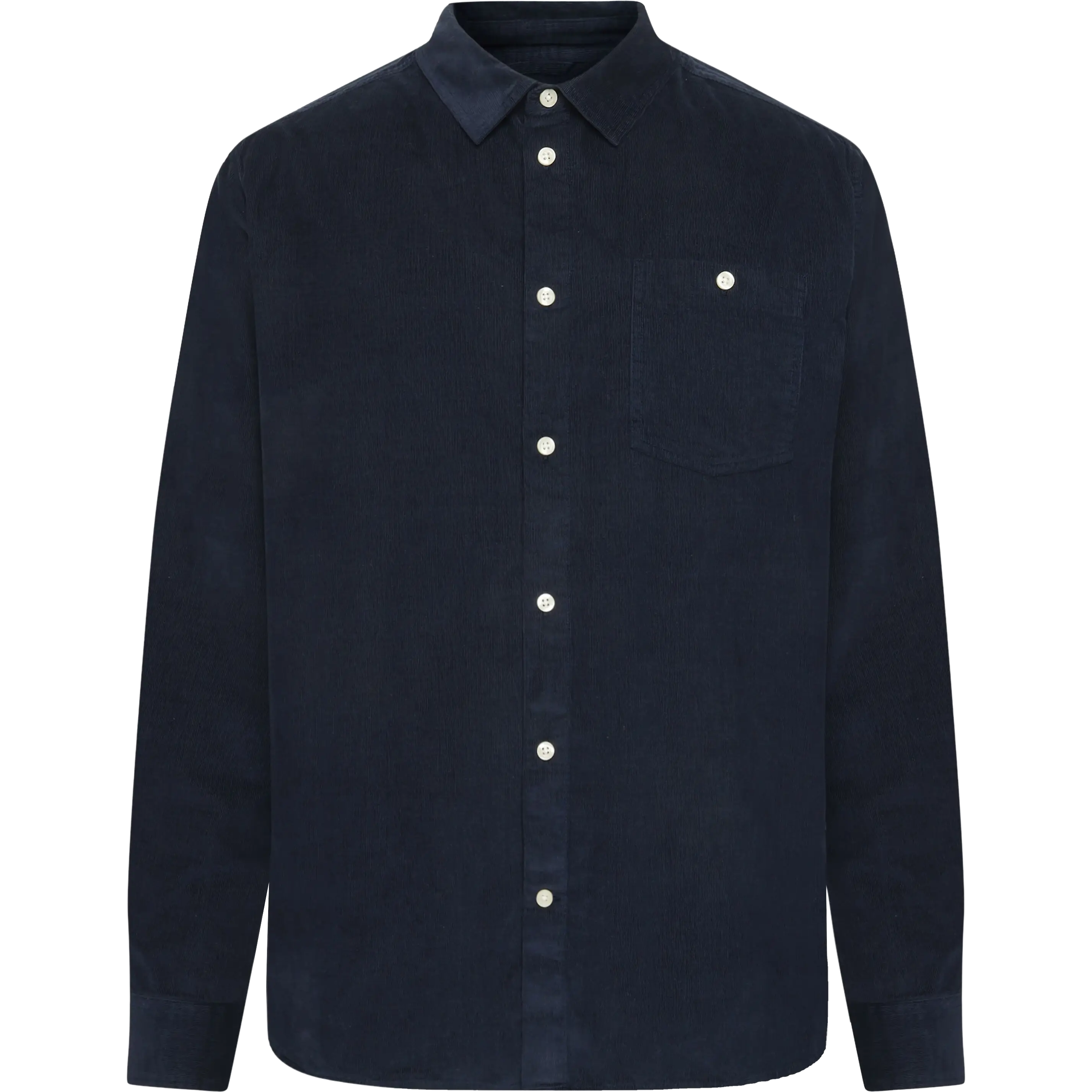 Knowledge Cotton Apparel Corduroy Shirt Men - Total Eclipse - M - Langærmet skjorter