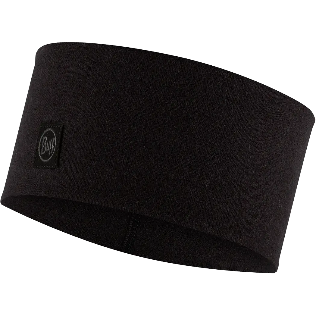 Buff Merino Wide Headband pandebånd - Solid Black - One size