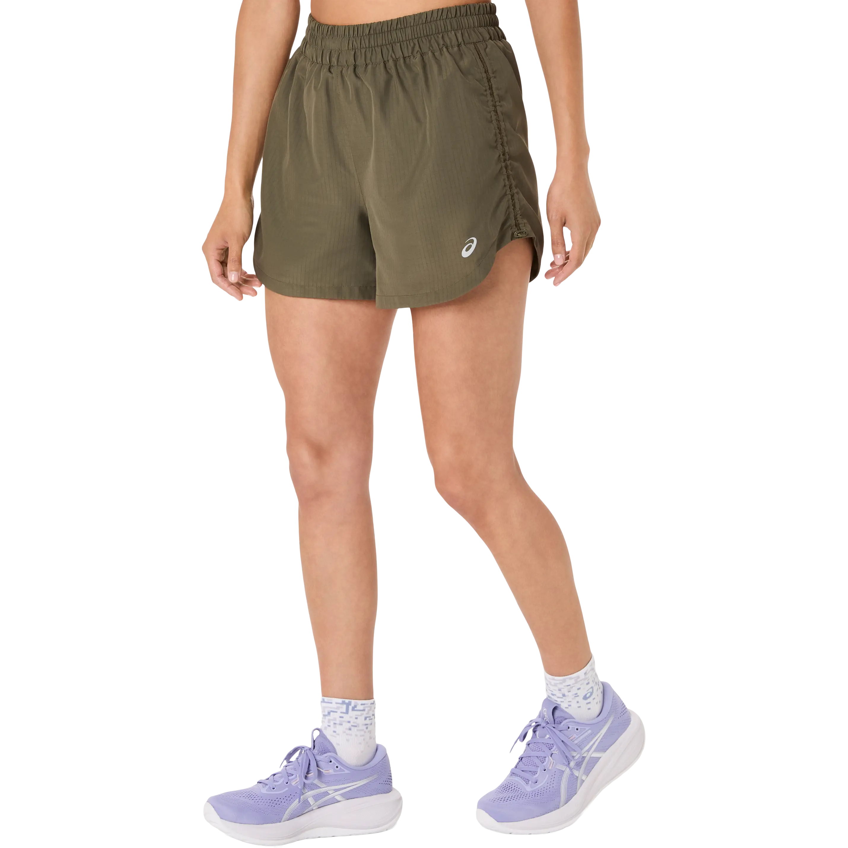 Asics Nagino Run Adjustable 4'' Short Women - Dark Olive - M - Løbeshorts