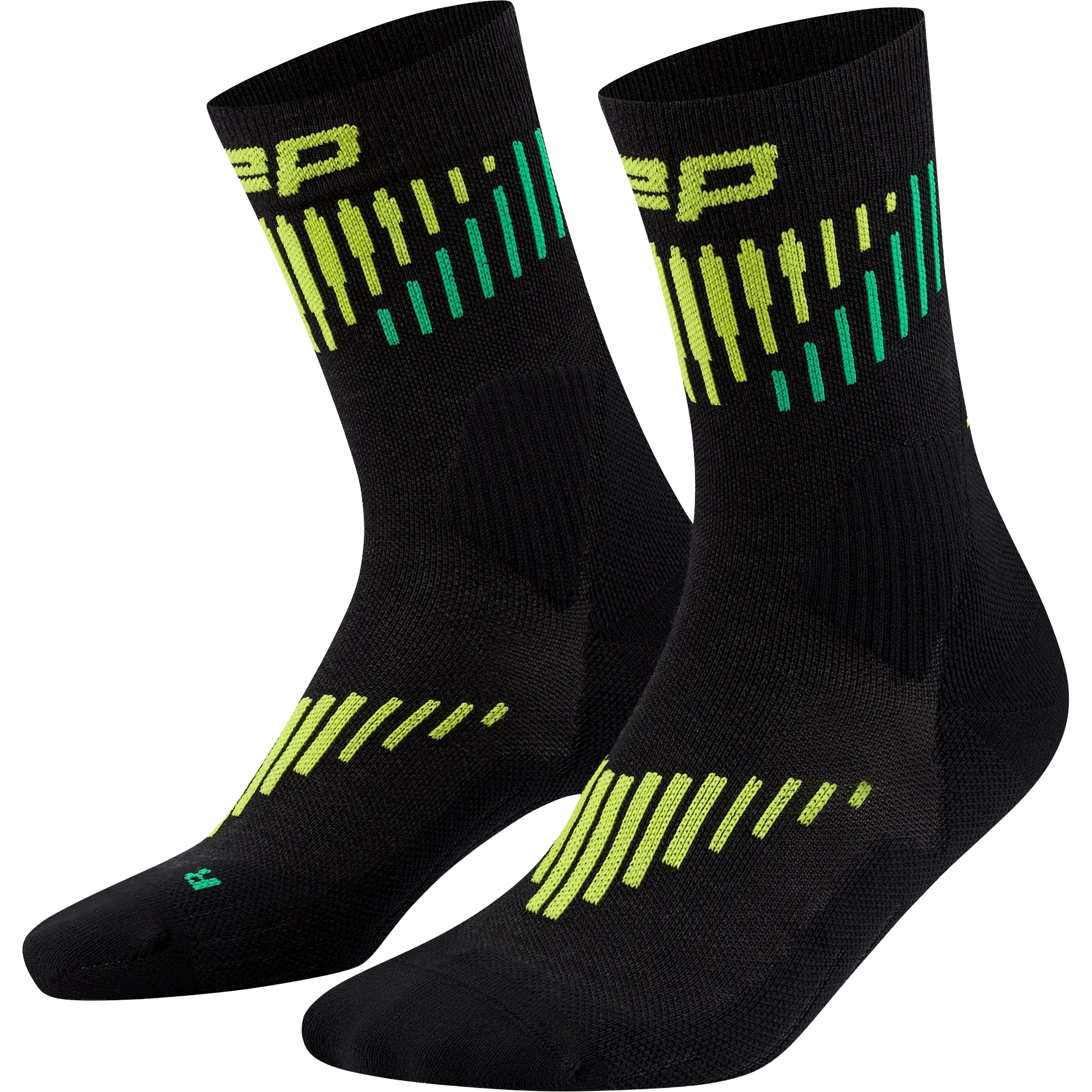 CEP Core Run Merino Socks Mid Cut 3.0 Men - Black/Lime - III 39-42 - Løbestrømper