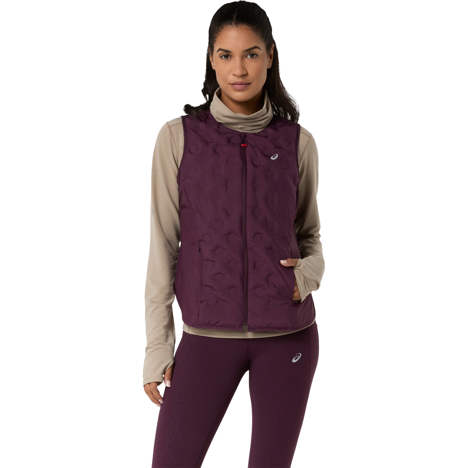 Asics Nagino Run Padded Gilet Women - Dark Aubergine - M - Løbeveste