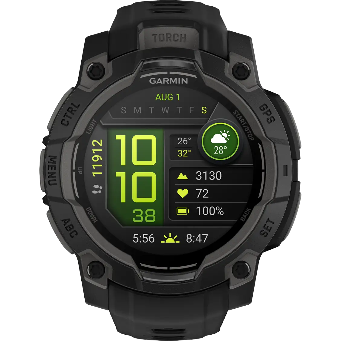 Garmin Instinct 3 45 MM AMOLED - Black Bezel with Black Band - 45 mm - Løbeur