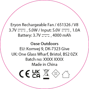 Eryon Rechargeable Fan lampe/ventilator
