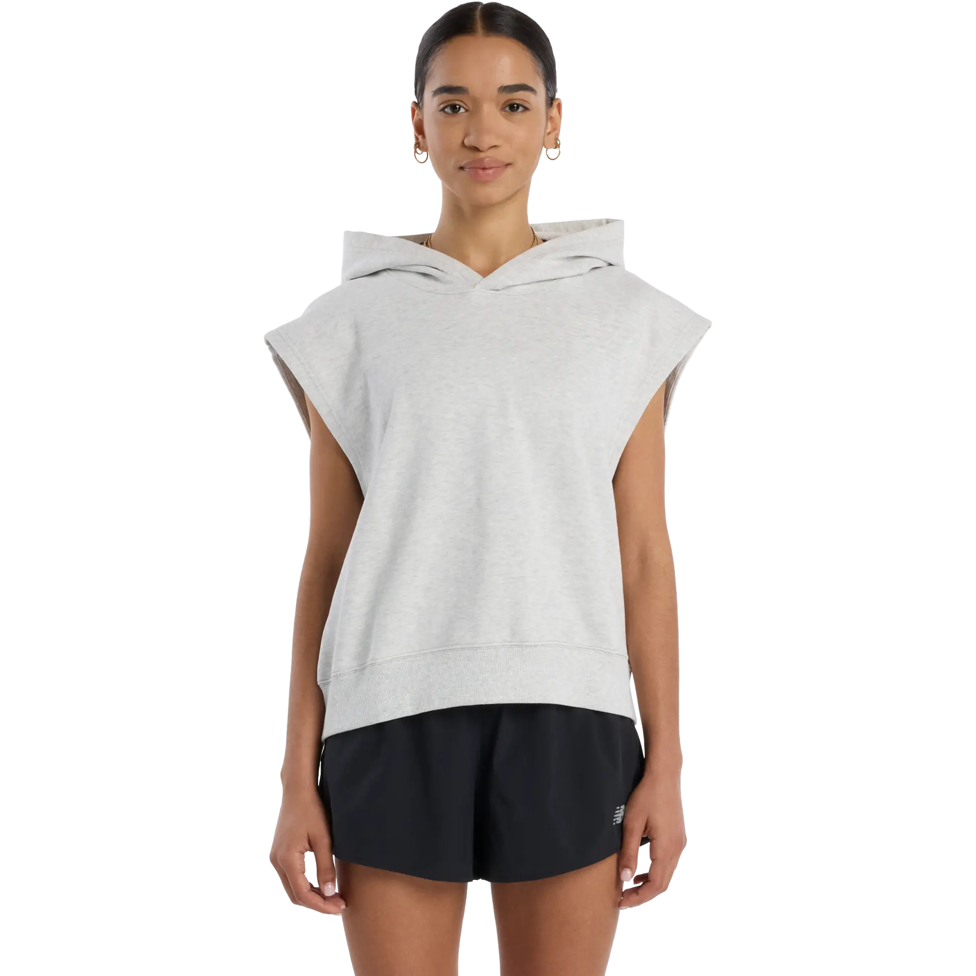 New Balance Embossed Sleeveless Hoodie Women - Ash Heather - XL - Løbetrøjer