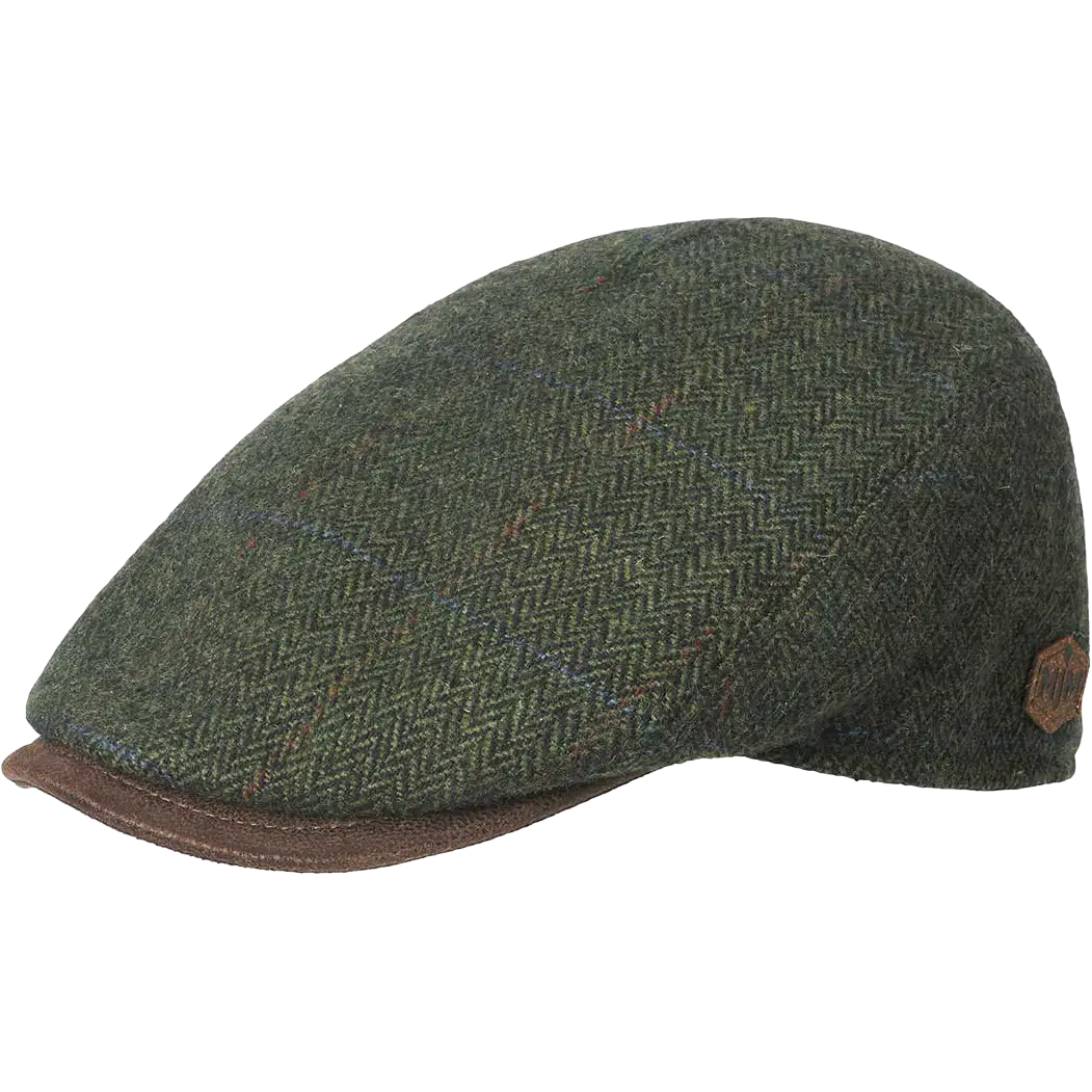 MJM Driver Xtra 42 Wool Cap kasket - Green Herringbone - XL