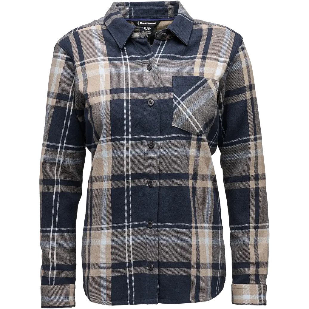 Black Diamond Project Flannel Women Skjorte - Charcoal/Moonstone Plaid - L - Langærmet skjorter