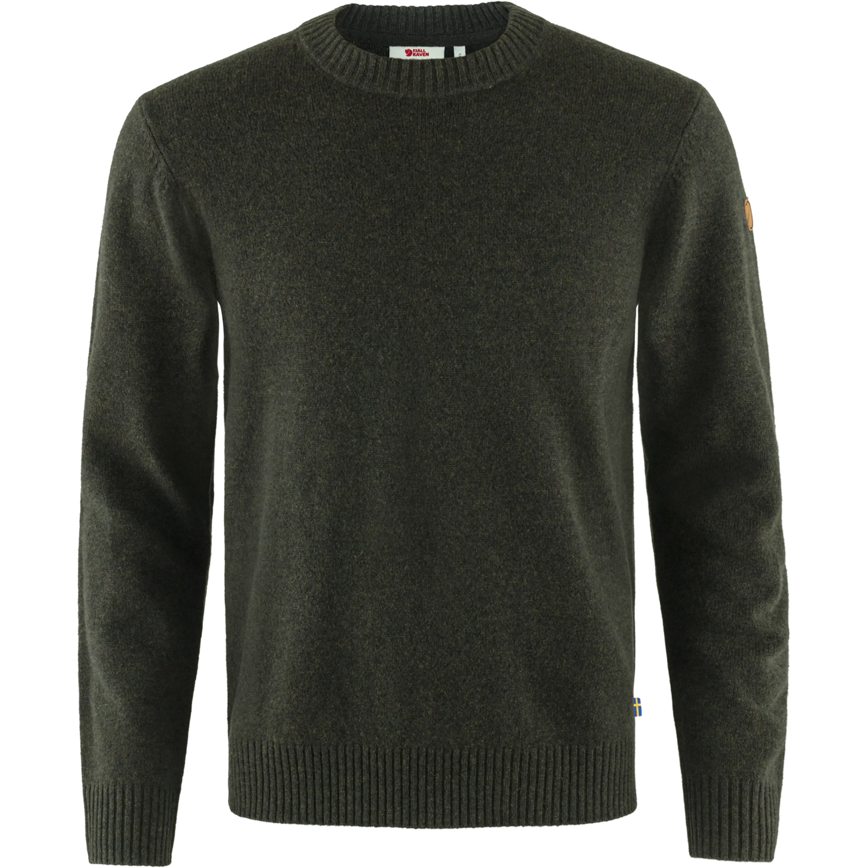 Fjällräven Övik Round-neck Sweater Men herretrøje - Dark Olive - S - Striktrøjer