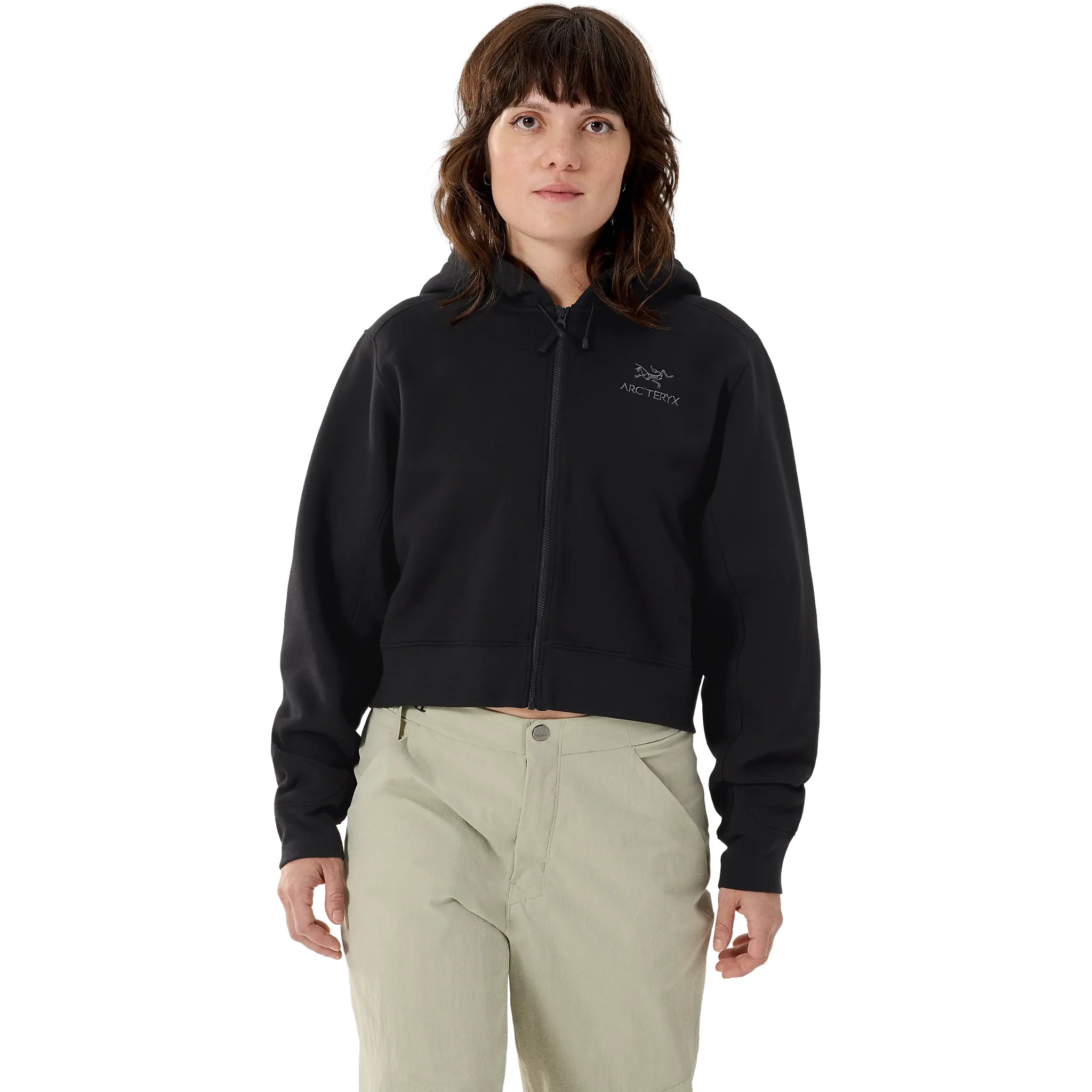 Emblem Fleece Full Zip Crop Hoody Women