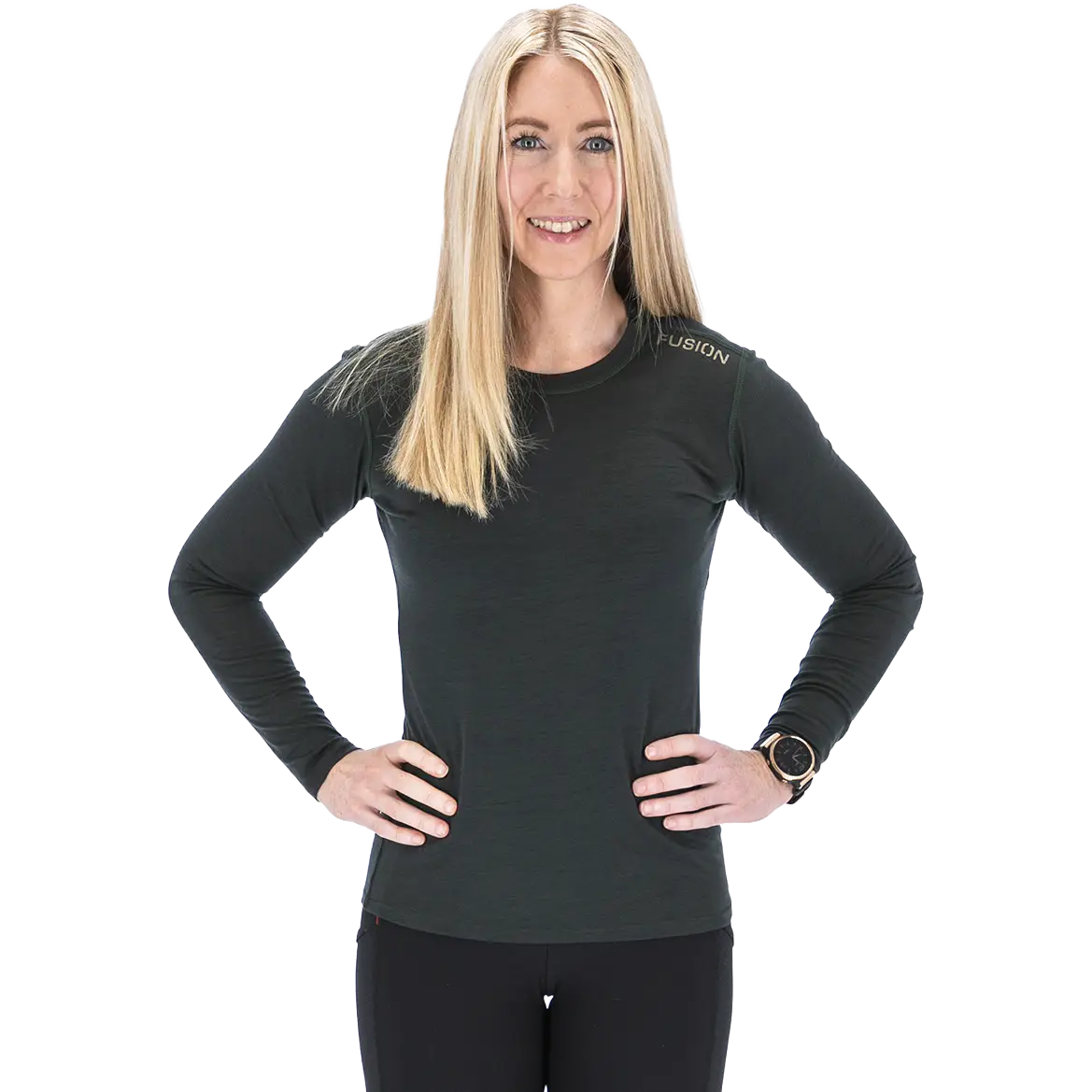 Fusion C3 Merino LS Women - Dark Green - S - Uldundertøj