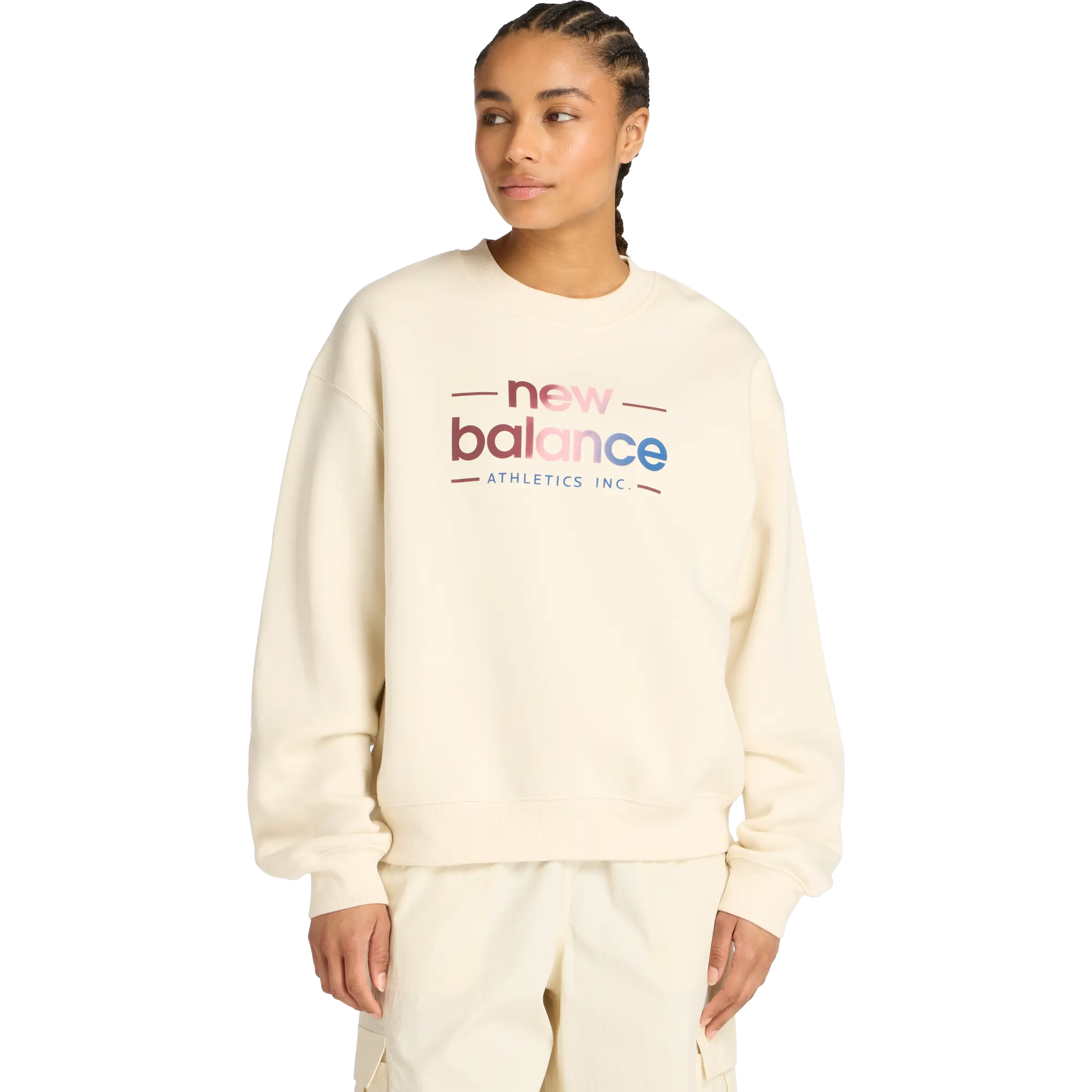 New Balance Reimagined Fleece Crew Women - Linen - 2XL - Løbetrøjer