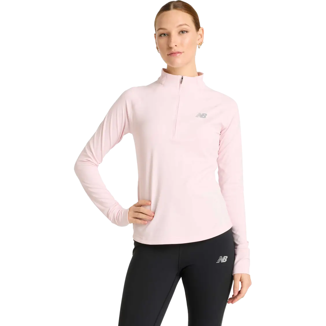 New Balance Harmony Half Zip Women - Rose Sugar - L - Løbe t-shirt