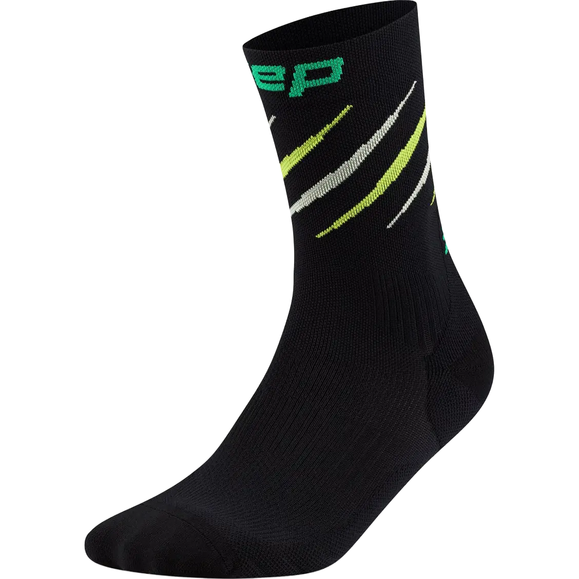 CEP Claws socks, mid cut Men - Black/Green Mix - V 45-48 - Løbestrømper