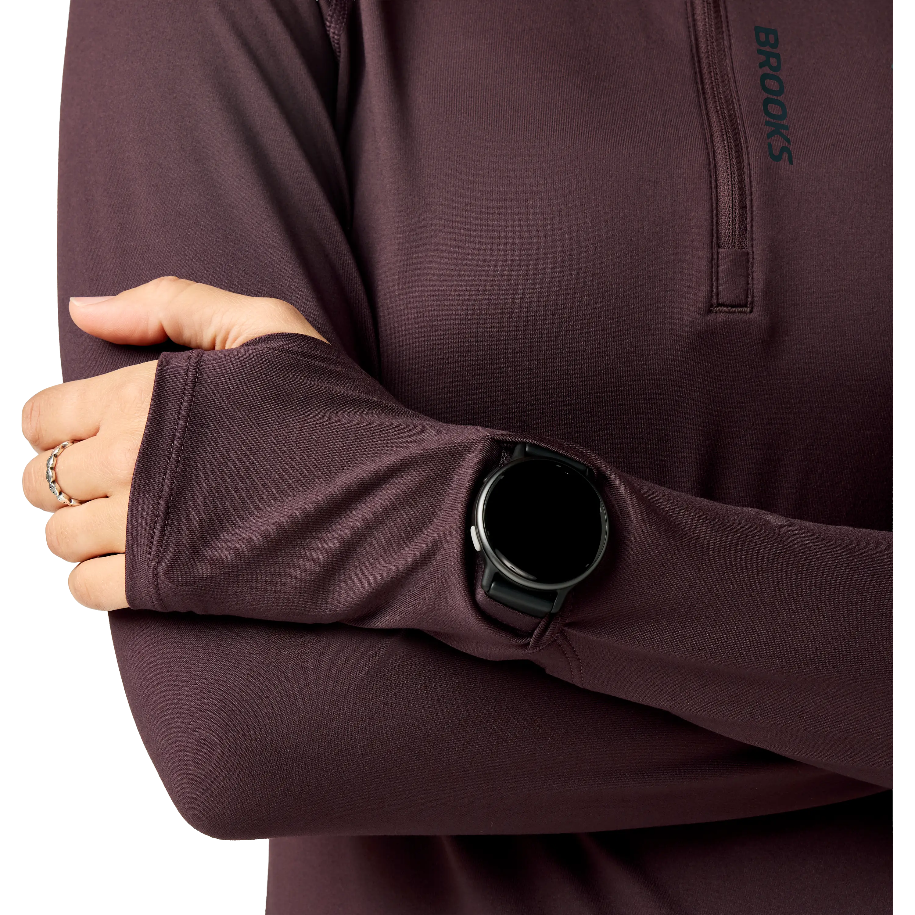 Brooks Dash 1/2 Zip 3.0 Women - Cocoa - L - Løbetrøjer