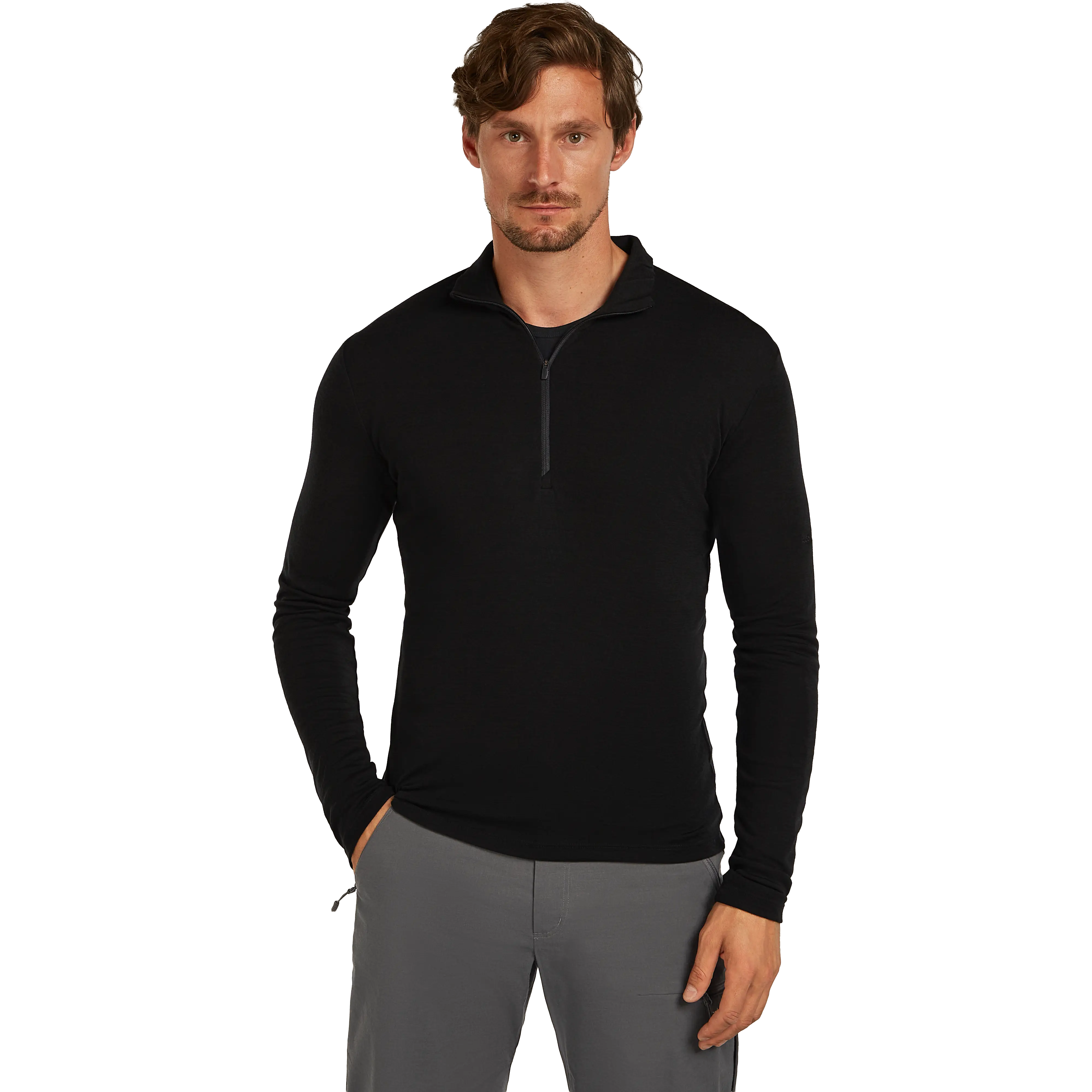 Icebreaker Everyday LS Half Zip 175 Men uldundertrøje - Black - XXL - Uldundertøj