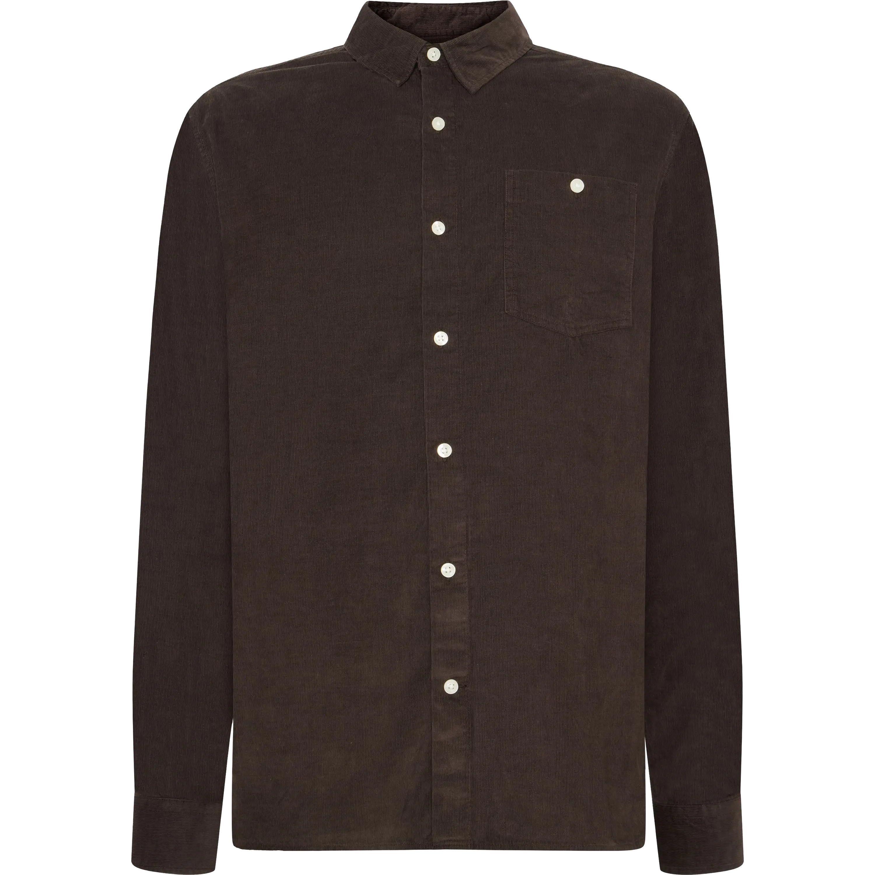 Knowledge Cotton Apparel Corduroy Shirt Men - Chocolate Torte - L - Langærmet skjorter
