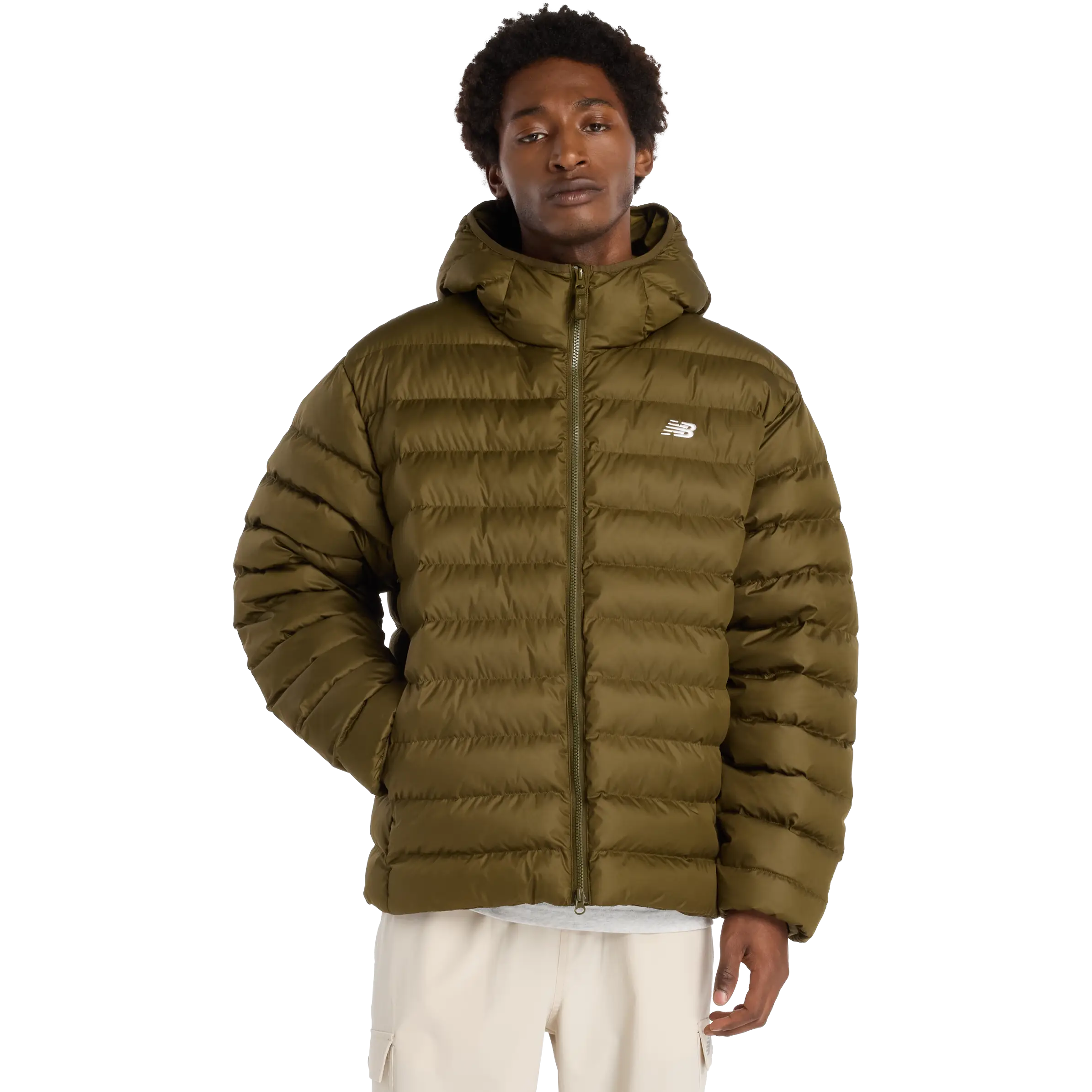 New Balance Hooded Puffer Jacket Men - Woodland - 2XL - Vinterjakker