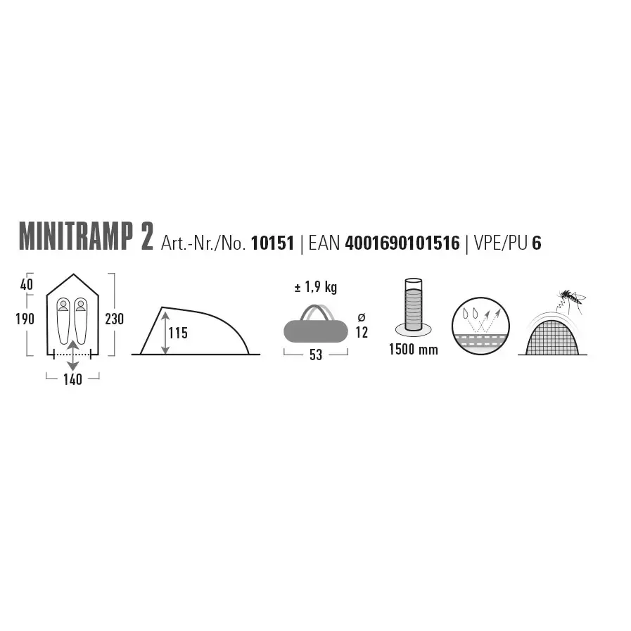 Minitramp 2 telt 2 prs.