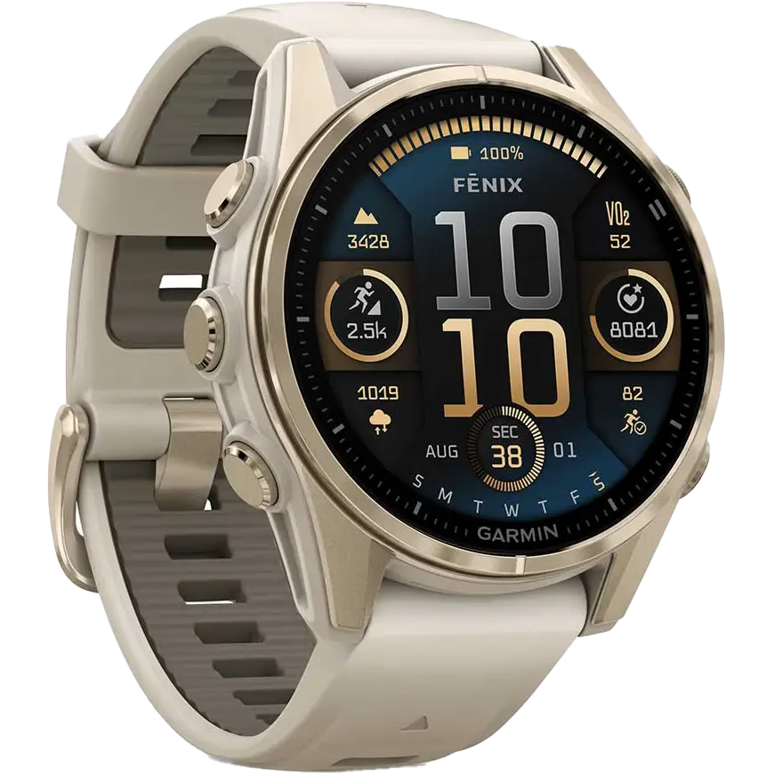 Garmin Fenix 8 43mm AMOLED Sapphire Edition - SftGldSS/FgGry,FogGry/DkSndbnd - One size - Løbeur