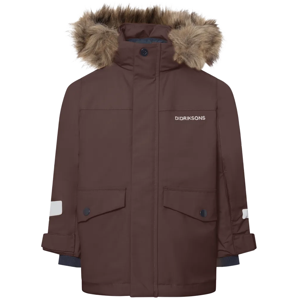 Didriksons Bjärven Kids Parka 5 - Shadow Brown - 130 cm - Vinterjakker til børn