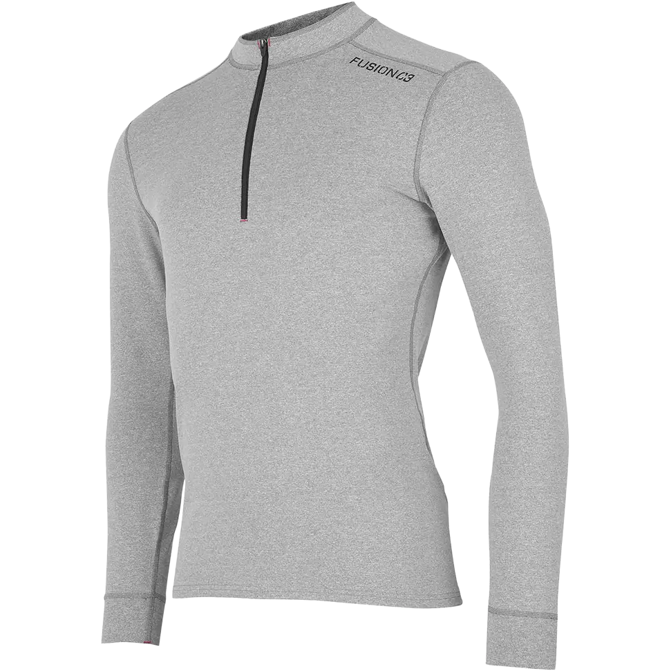 Fusion C3 Zip Neck Men - Light Grey - S - Løbetrøjer