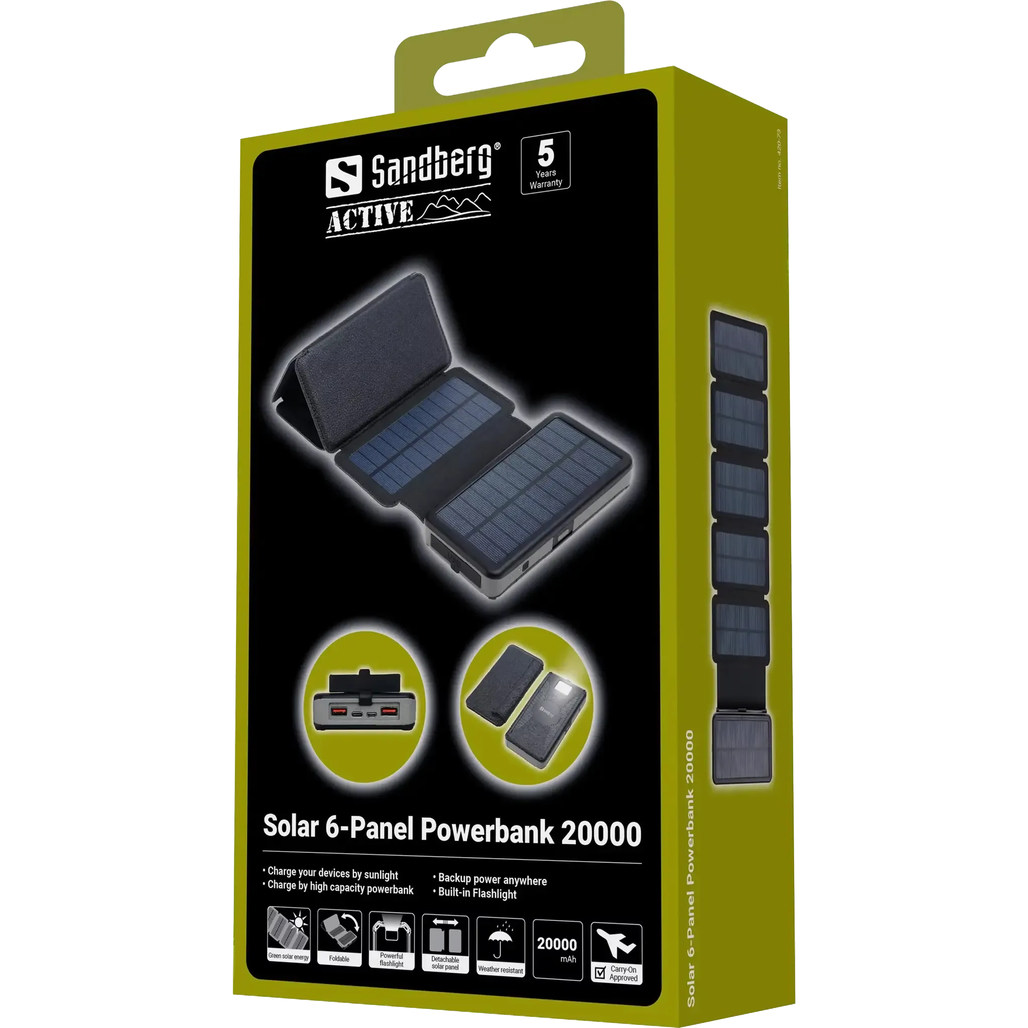 20.000 Solar 6-Panel Powerbank