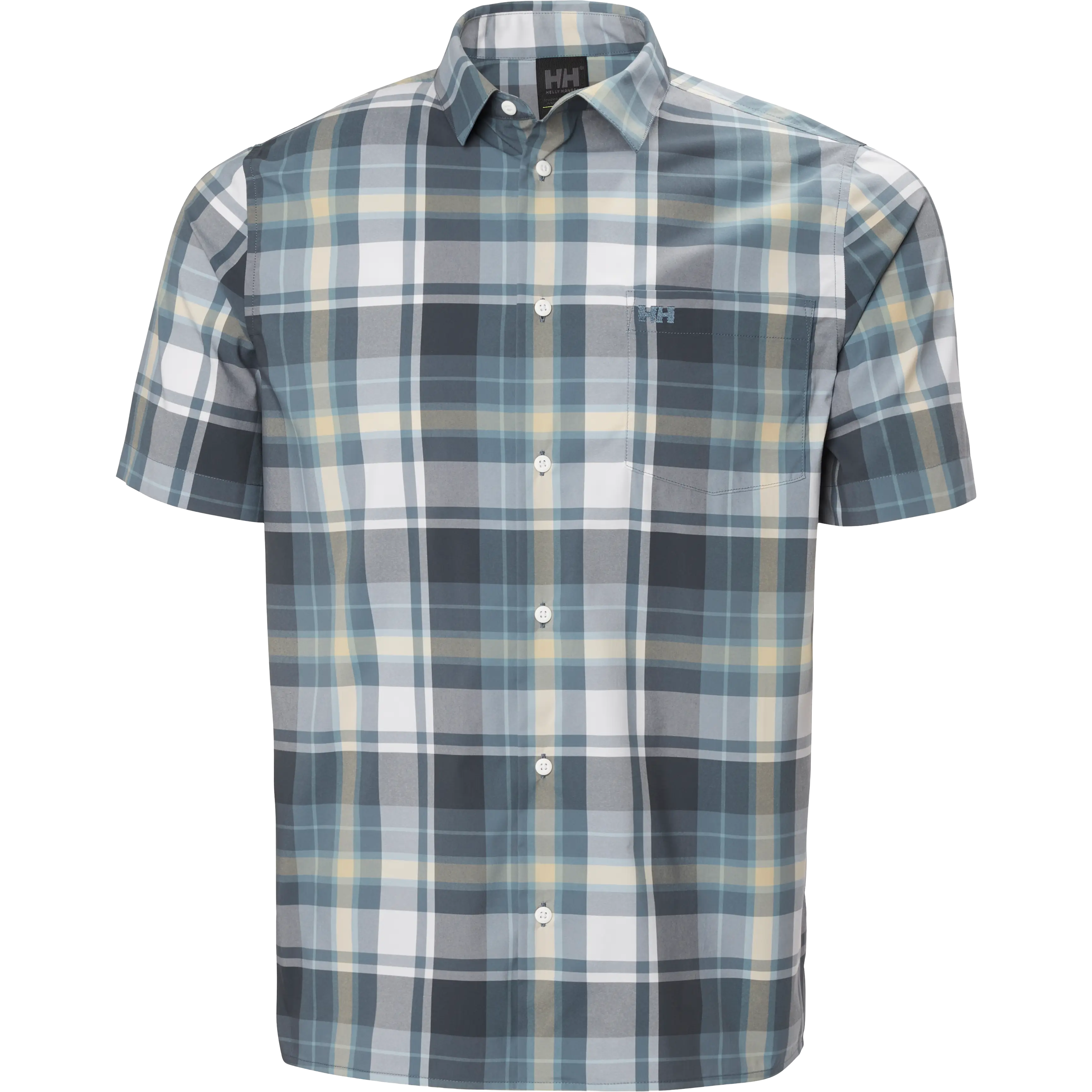 Helly Hansen Fjord QD SS Shirt 2.0 Men herreskjorte - Washed Navy Peak Plaid - XL - Kortærmet skjorter