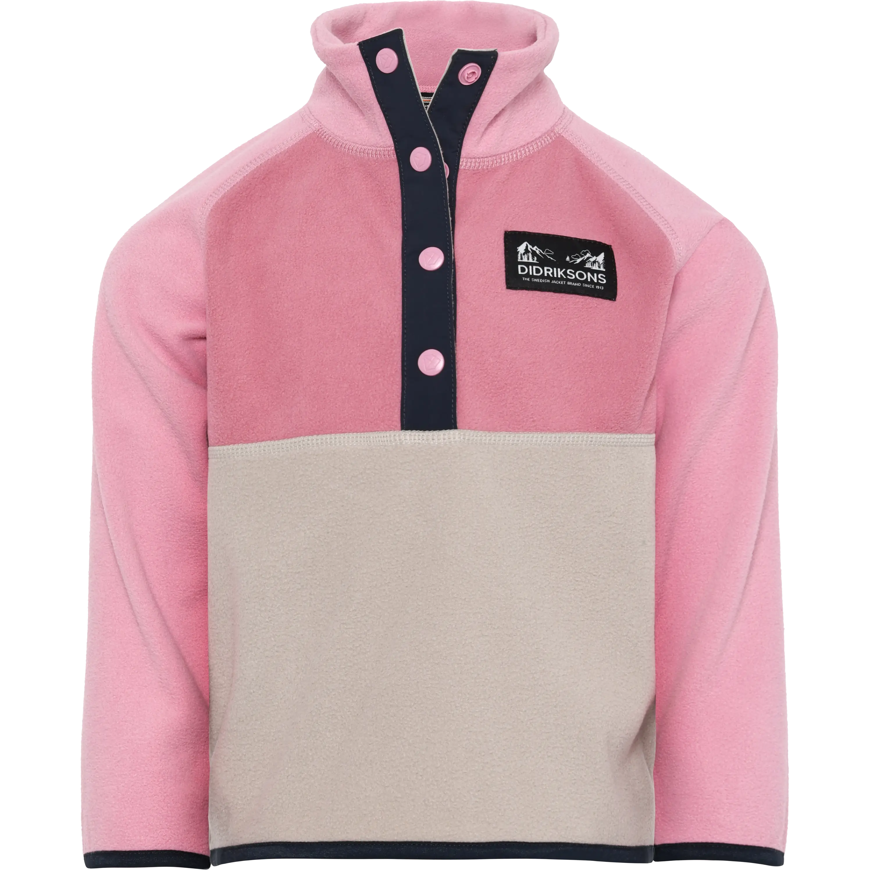 Didriksons Monte Kids Half Button 5 - Heather Pink - 120 cm - Fleecetrøjer til børn