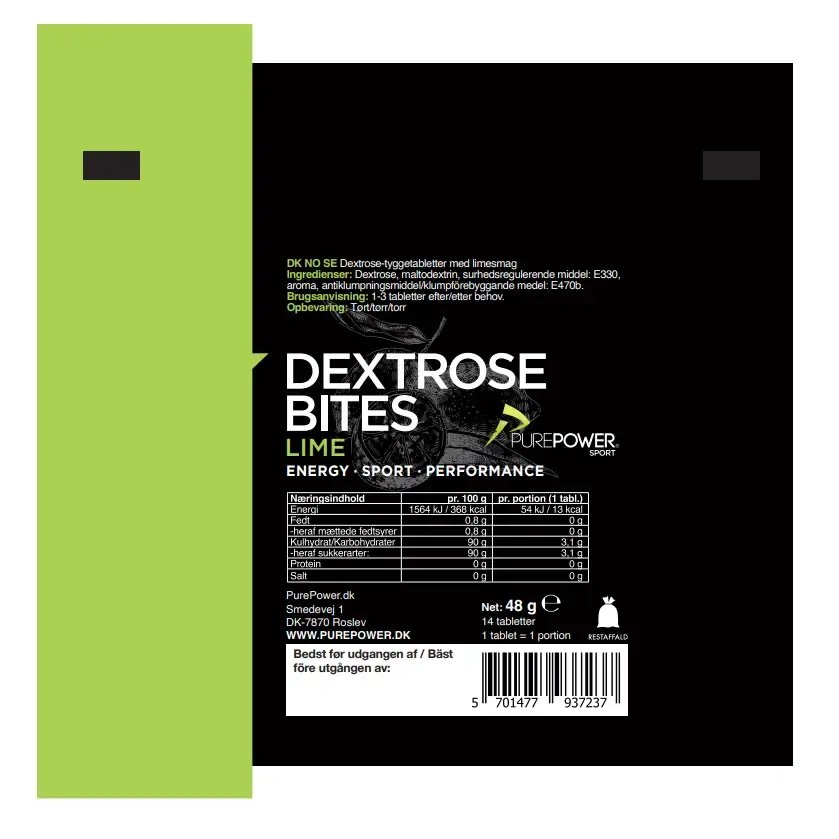 Dextrose Lime Bites tabletter 14 stk.