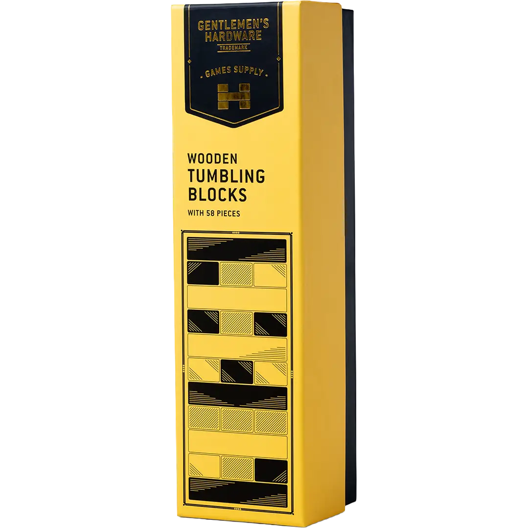 Gentlemen's Hardware Wooden Tumbling Blocks spil - Gul;Sort - One size - Rejseunderholdning