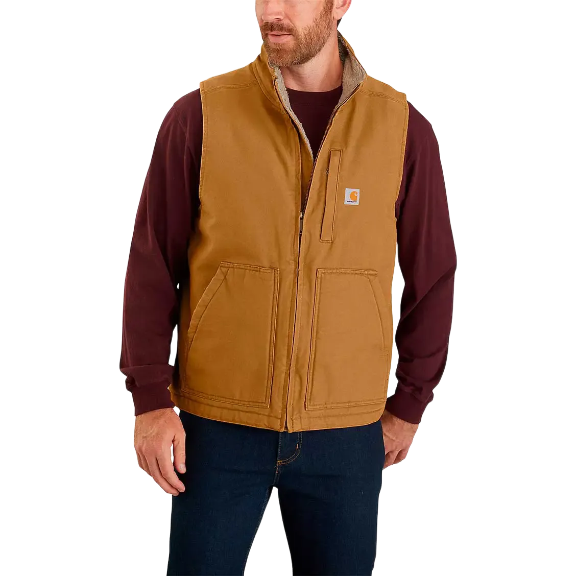 Washed Duck Lined Mock Neck Vest Men herrevest