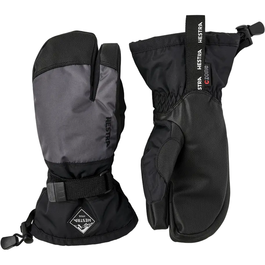 Hestra Gauntlet Czone Jr 3-finger - Graphite/Black - 6 - Skihandsker til børn