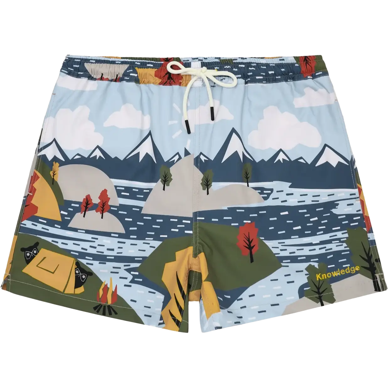 Knowledge Cotton Apparel Stretch Landscape AOP Swimshorts Men - Blue - S - Badeshorts
