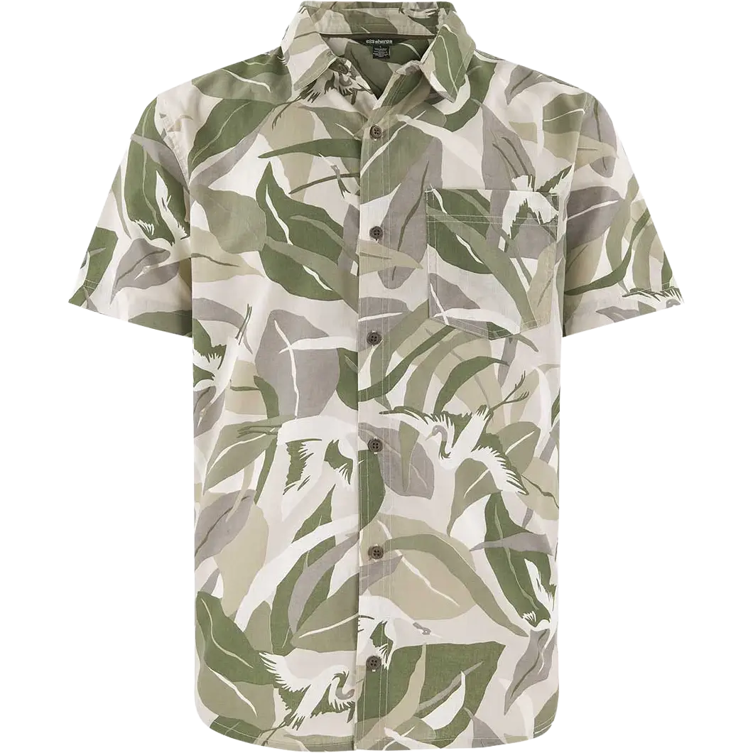 Sherpa Jangbu Short Sleeve Shirt Men skjorte - Sage Sarus Crane - M - Kortærmet skjorter
