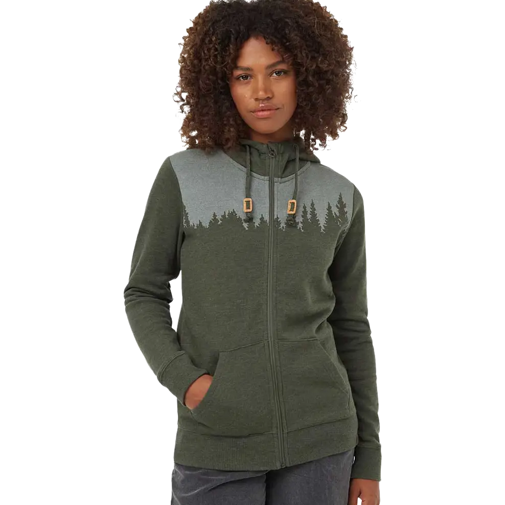Tentree Juniper Zip Hoodie Women hættetrøje - Dark Kombu Green Heather/White - S
