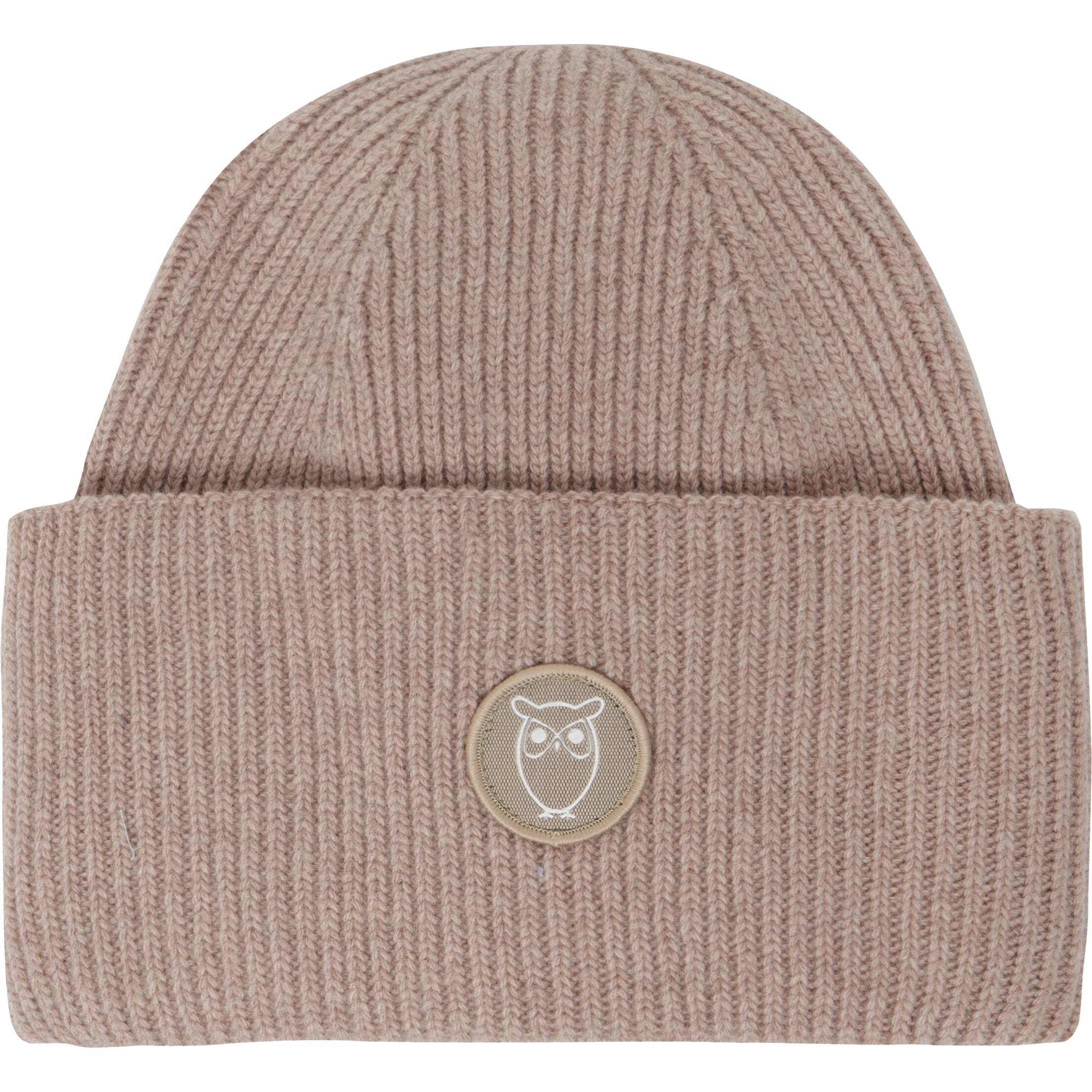Knowledge Cotton Apparel Wool Badge Beanie Women - Kelp melange - One size