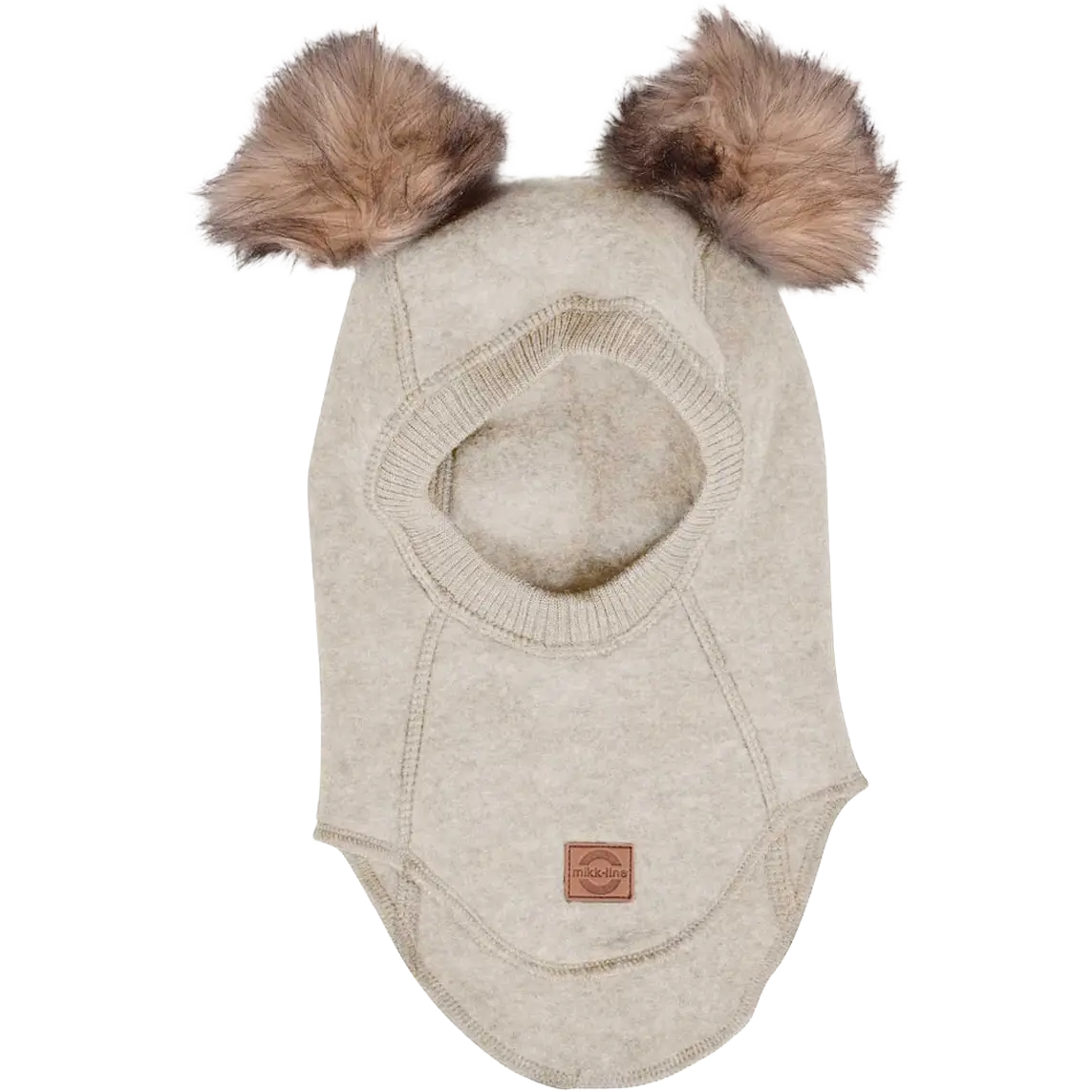 Mikk-Line Wool Fullface w. Pom Pom hue - Melange Offwhite - 98/104 - Huer til børn