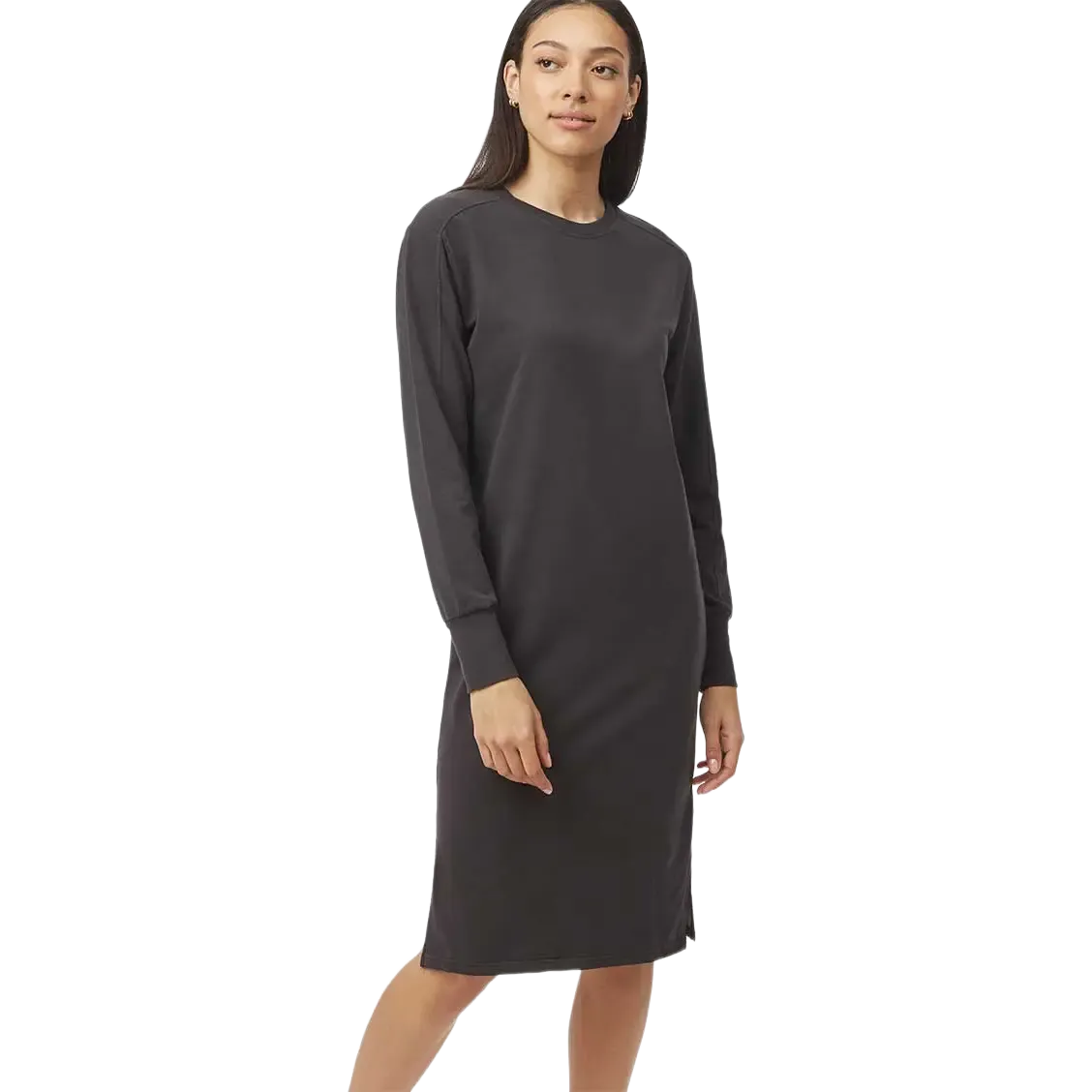 French Terry Long Sleeve Crew Dress Women kjole