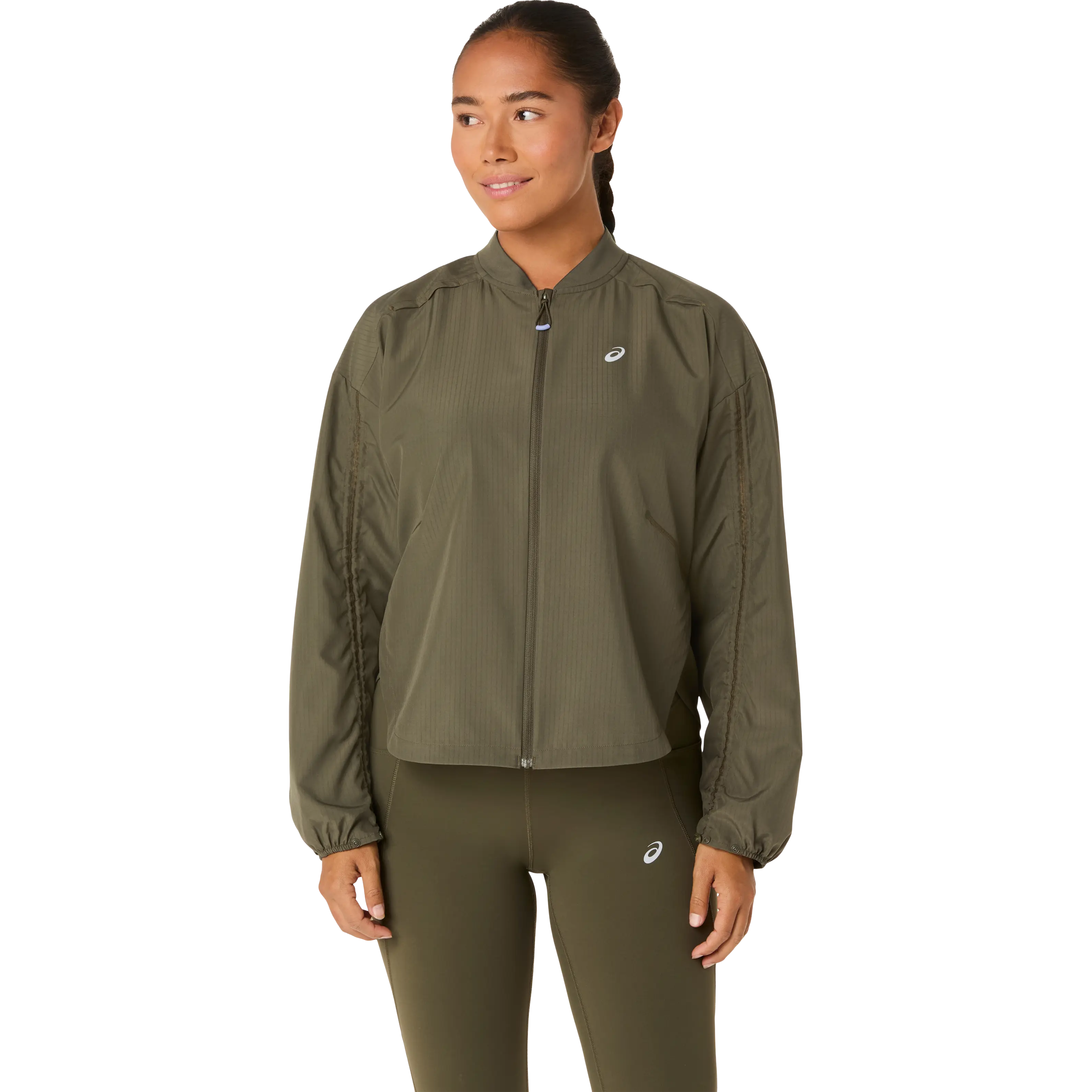 Asics Nagino Run Adjustable Jacket Women - Dark Olive - 2XL - Løbejakker