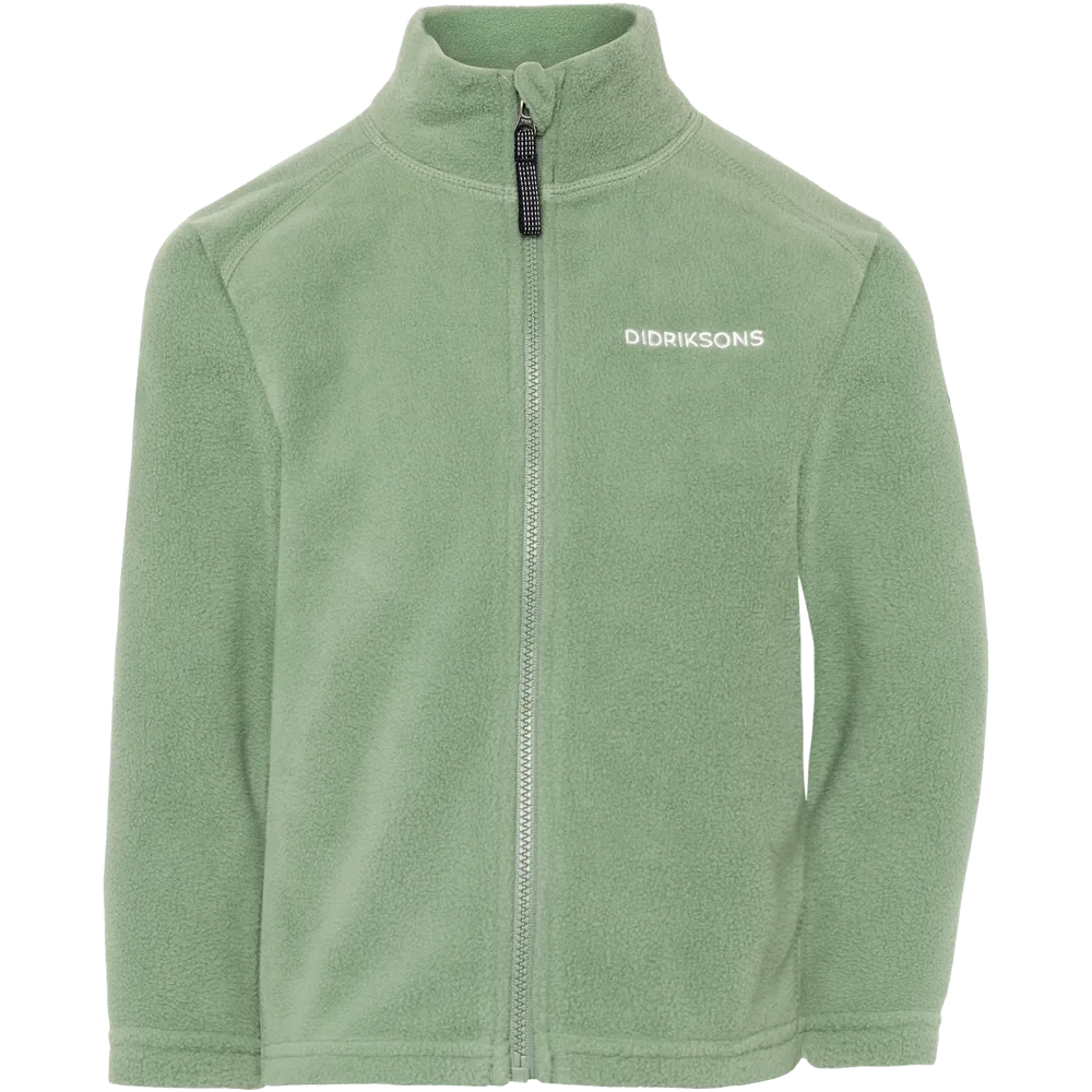 Didriksons Monte Kids Fullzip børnefleece - Sage Green - 130 cm - Fleecetrøjer til børn