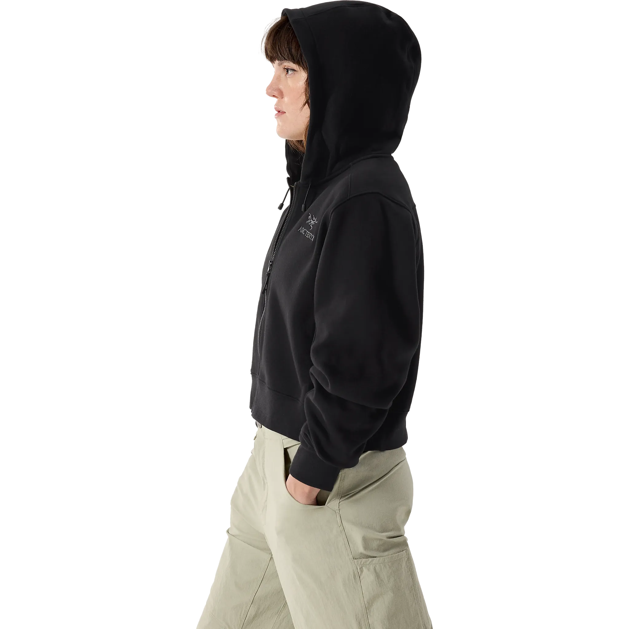 Emblem Fleece Full Zip Crop Hoody Women